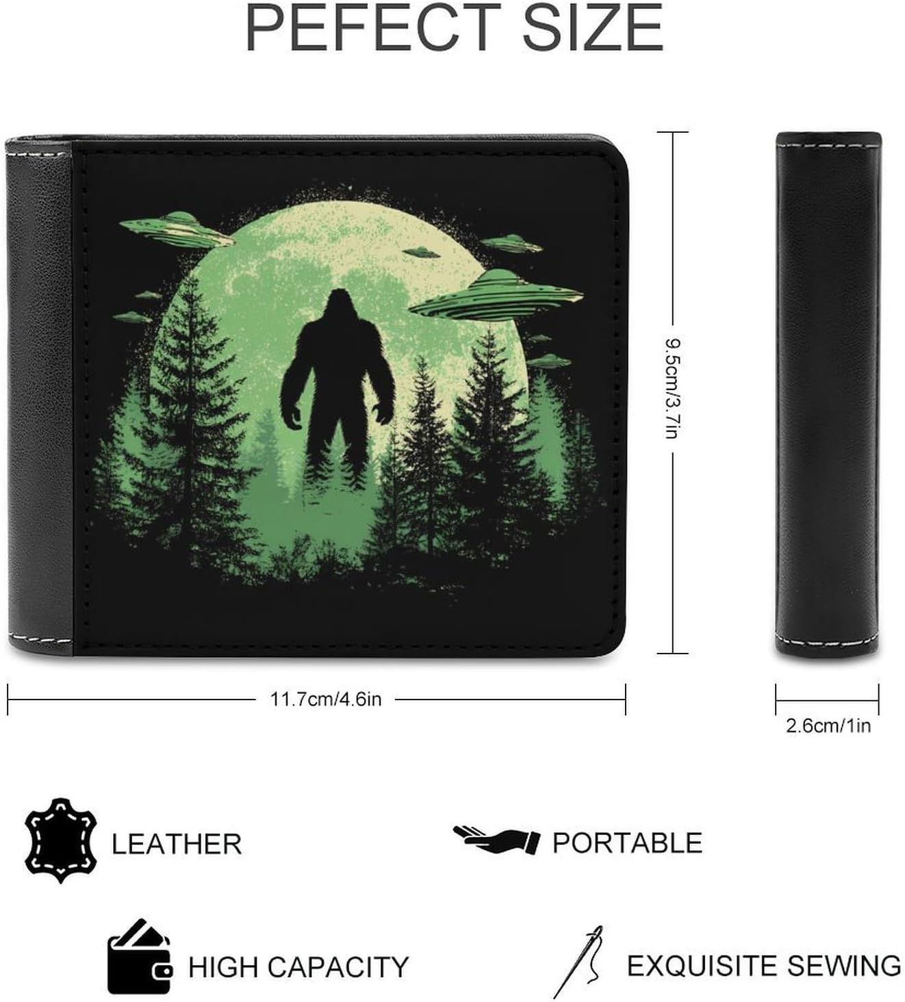 Bigfoot And Aliens Classic Leather Wallet for Men image 2