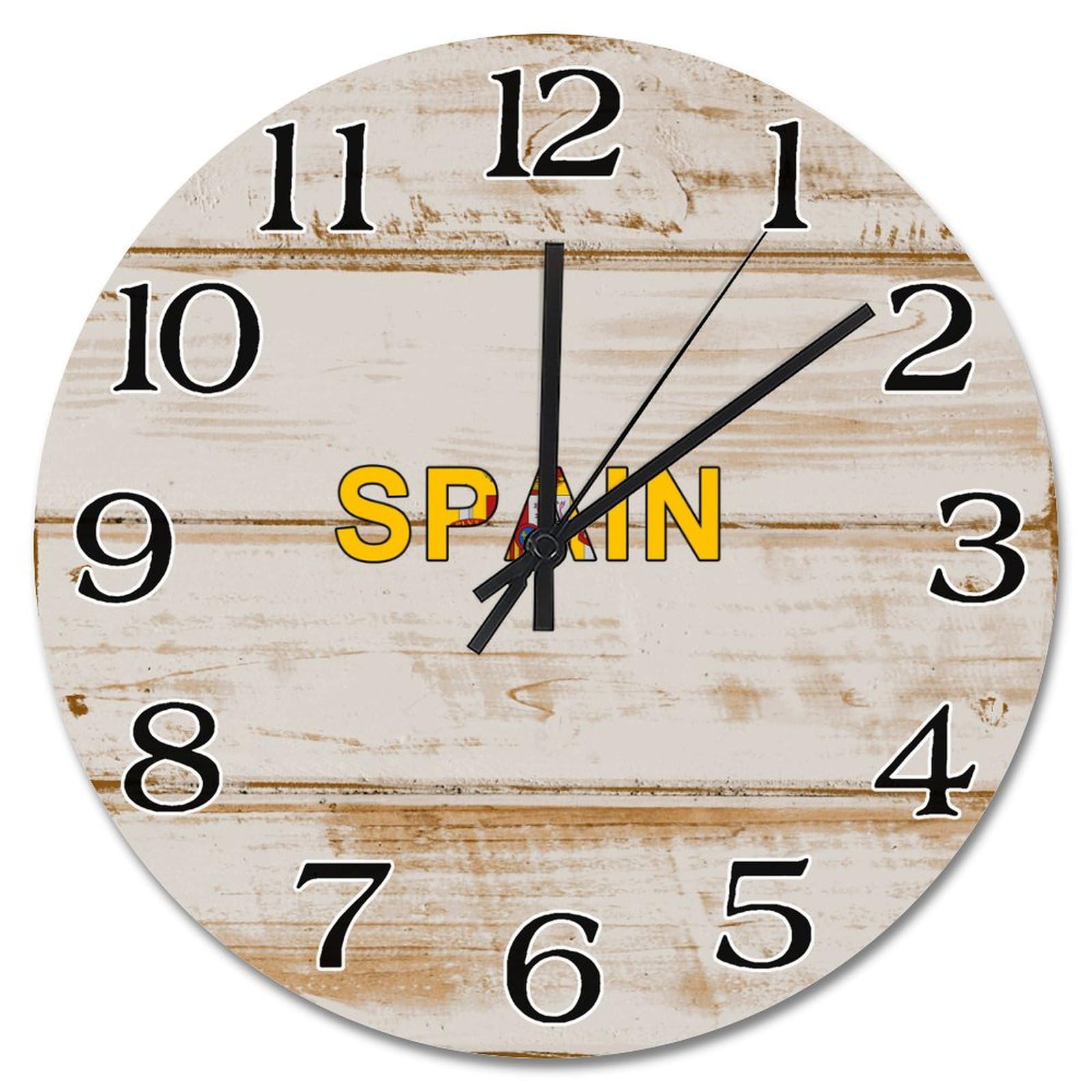 Horloge murale ronde drapeau espagnol 38,1 cm à piles décoration