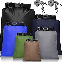 Vista 8 de Juego de bolsas secas impermeables de 15 L+ 8 L +5 L+4 L+3 L+ 2 L sacos ligeros y correa de hombro larga ajustable para kayak, rafting, canotaje