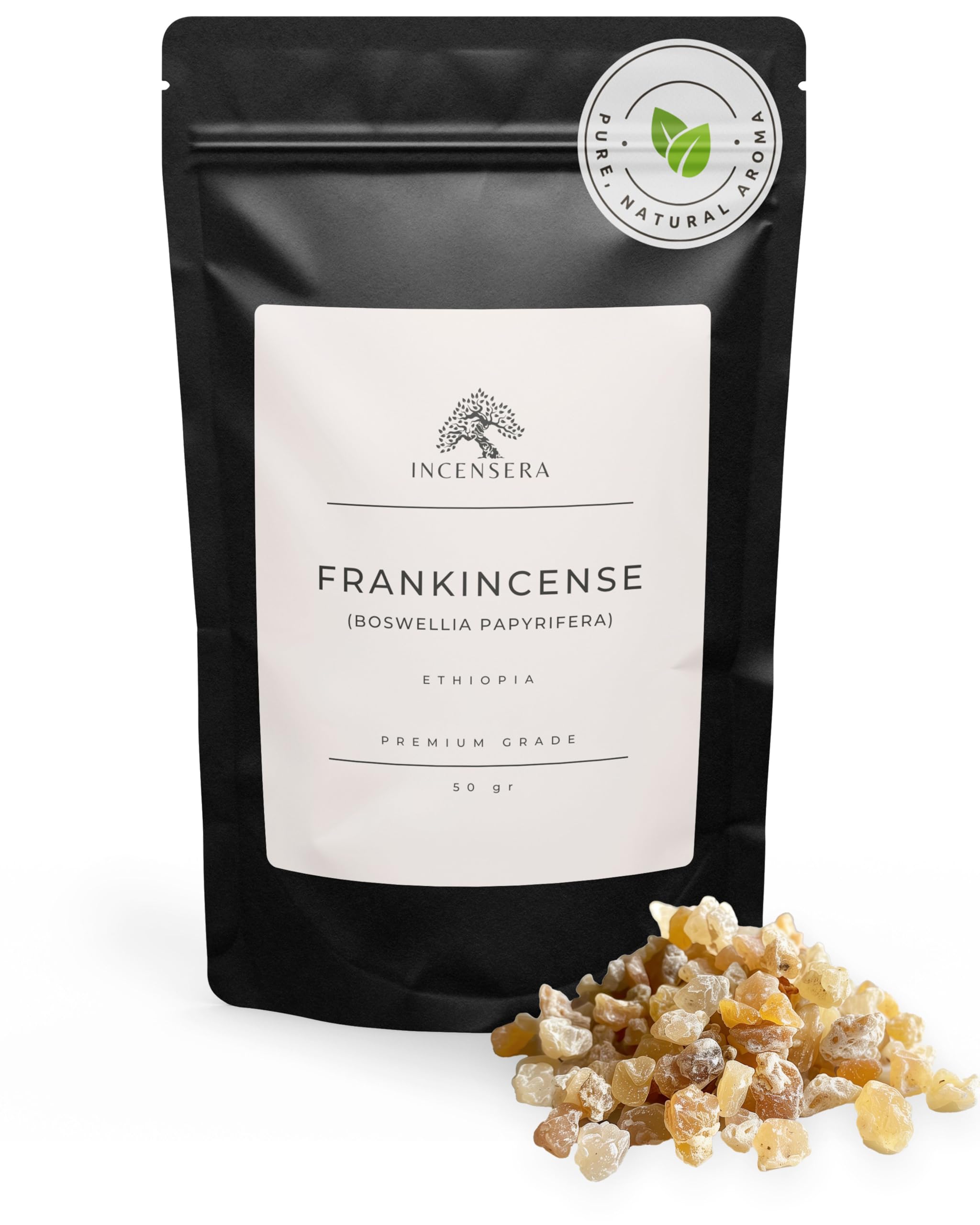 Incensera 50 Incense Sticks Frankincense (Boswellia Papyrifera) 50 G From Ethiopia & Eritrea – Pure Natural Aromatic For Meditation, Relaxation & Aromatherapy – Traditional Church Incense
