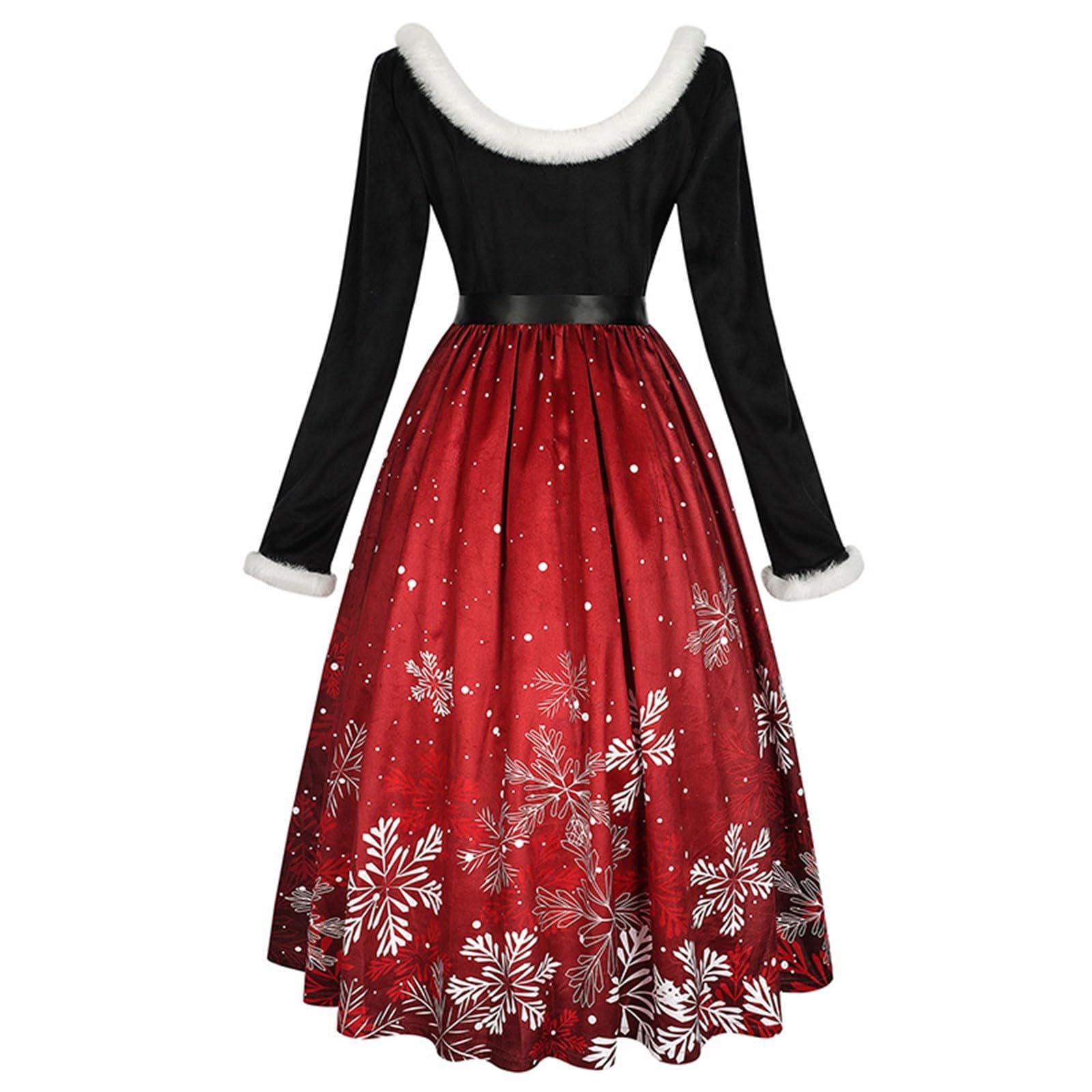 Abito di Natale da donna, elegante, con scollo a V, abito da cocktail per donne, abito di Natale, renne con motivo natalizio, abito da festa