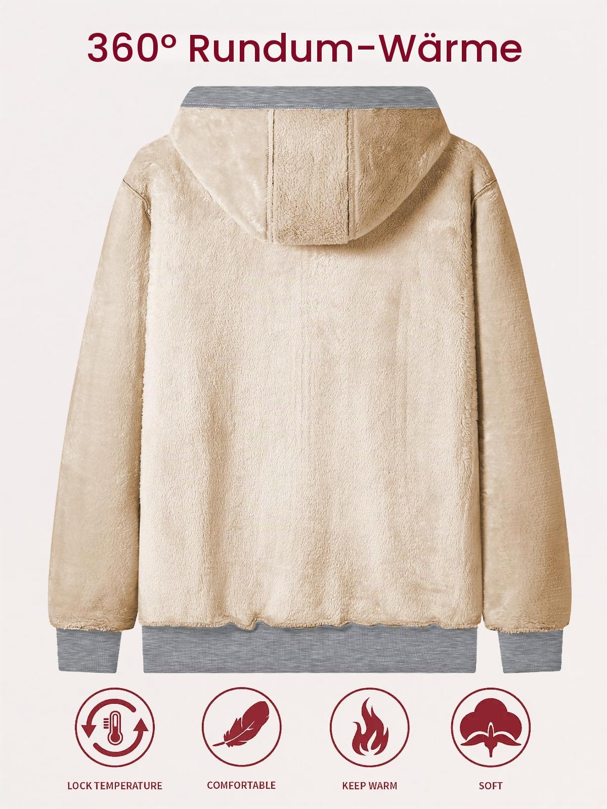 Tansozer Herren Gefütterte Winter Hoodies Sweatjacke Warme Jacken Kapuzenpullover mit Taschen