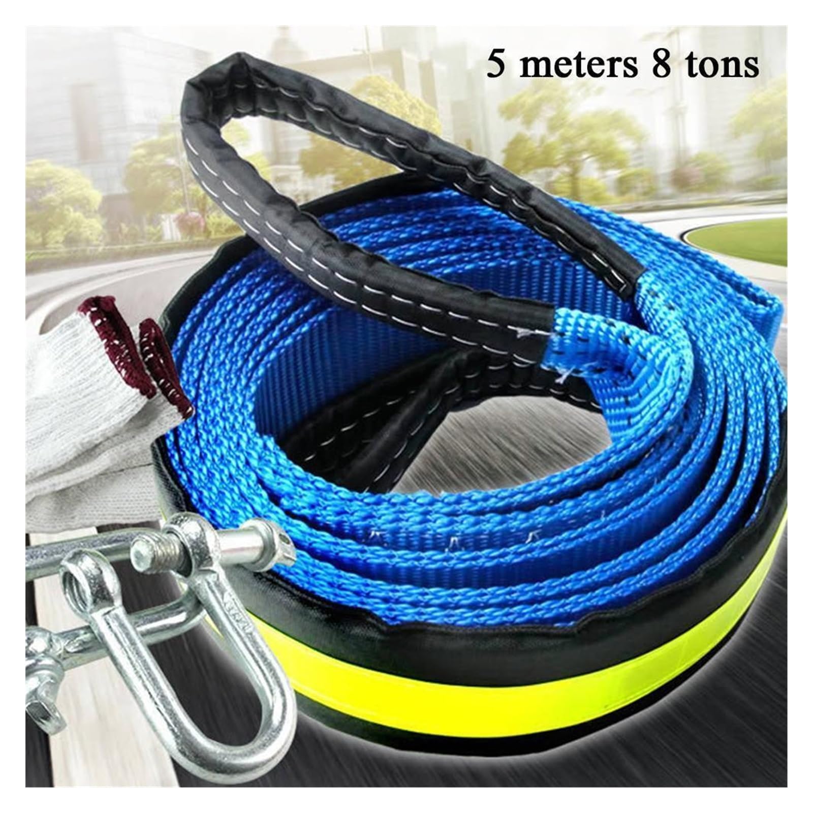 Cuerda del cabrestante, Cable de Remolque cabrestante 5m y 8 toneladas, Cuerda Coche con Ganchos for Emergencia Resistente, Fuera Carretera