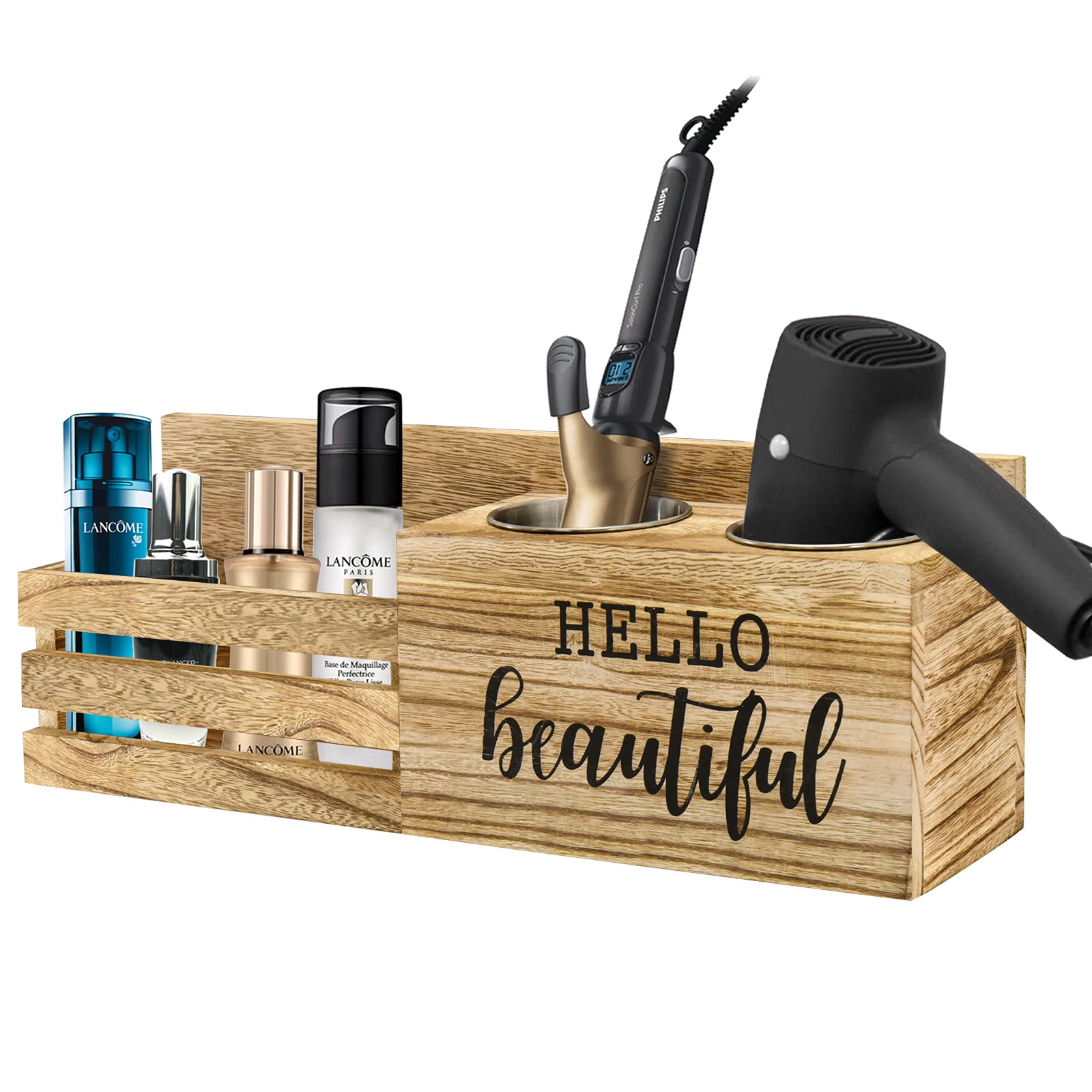 Hair Tool Organizer Wall Mounted, Bathroom Hair Dryer Holder, Vanity Organizer for Countertop, Rustic Hair Tool Organizer, Vanity Caddy Storage Stand for Blow Dryer