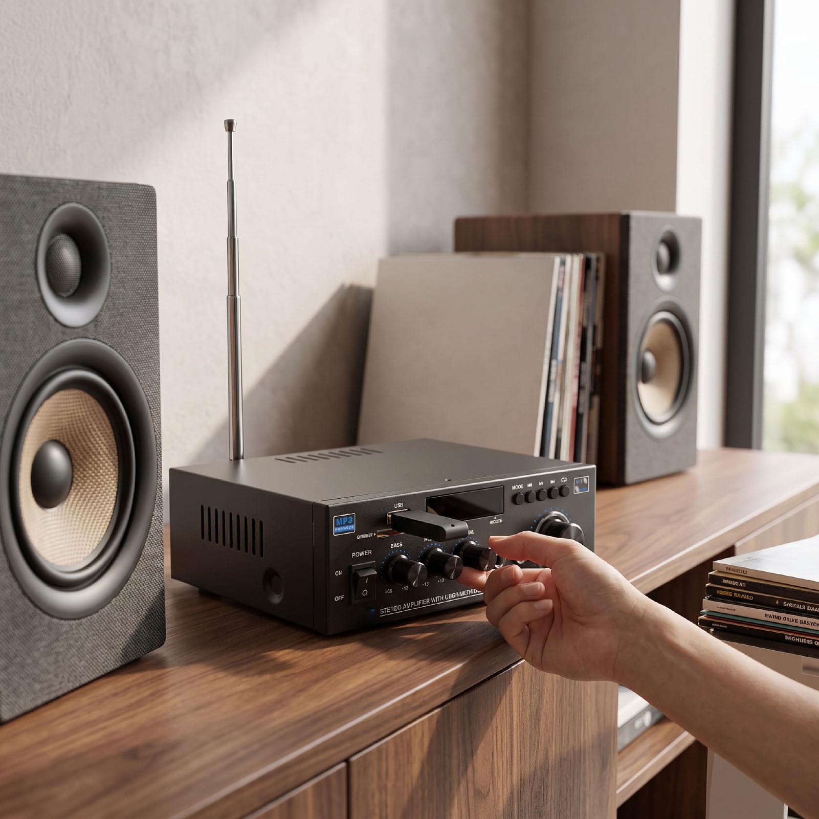 Cuifati Amplificateur Stéréo Bluetooth 5.0, Récepteur HiFi 2.0 Canaux