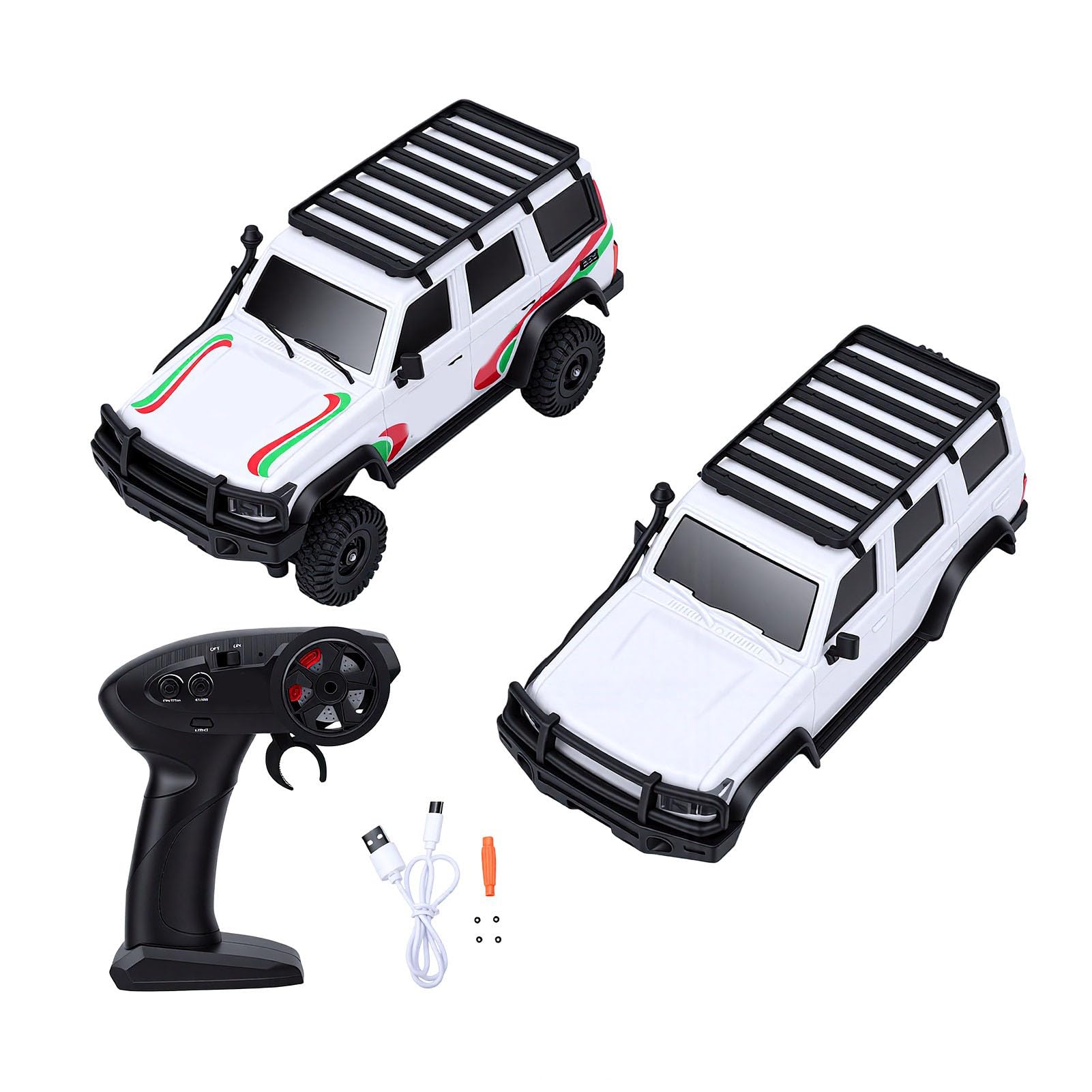 Generic Samochód Gąsienicowy RC, Zdalnie Sterowany Samochód 2,4G w Skali 1:43 z kontrolą Aplikacji Bluetooth, światłami LED, Systemem Amortyzacji do Jazdy w Terenie na Zewnątrz