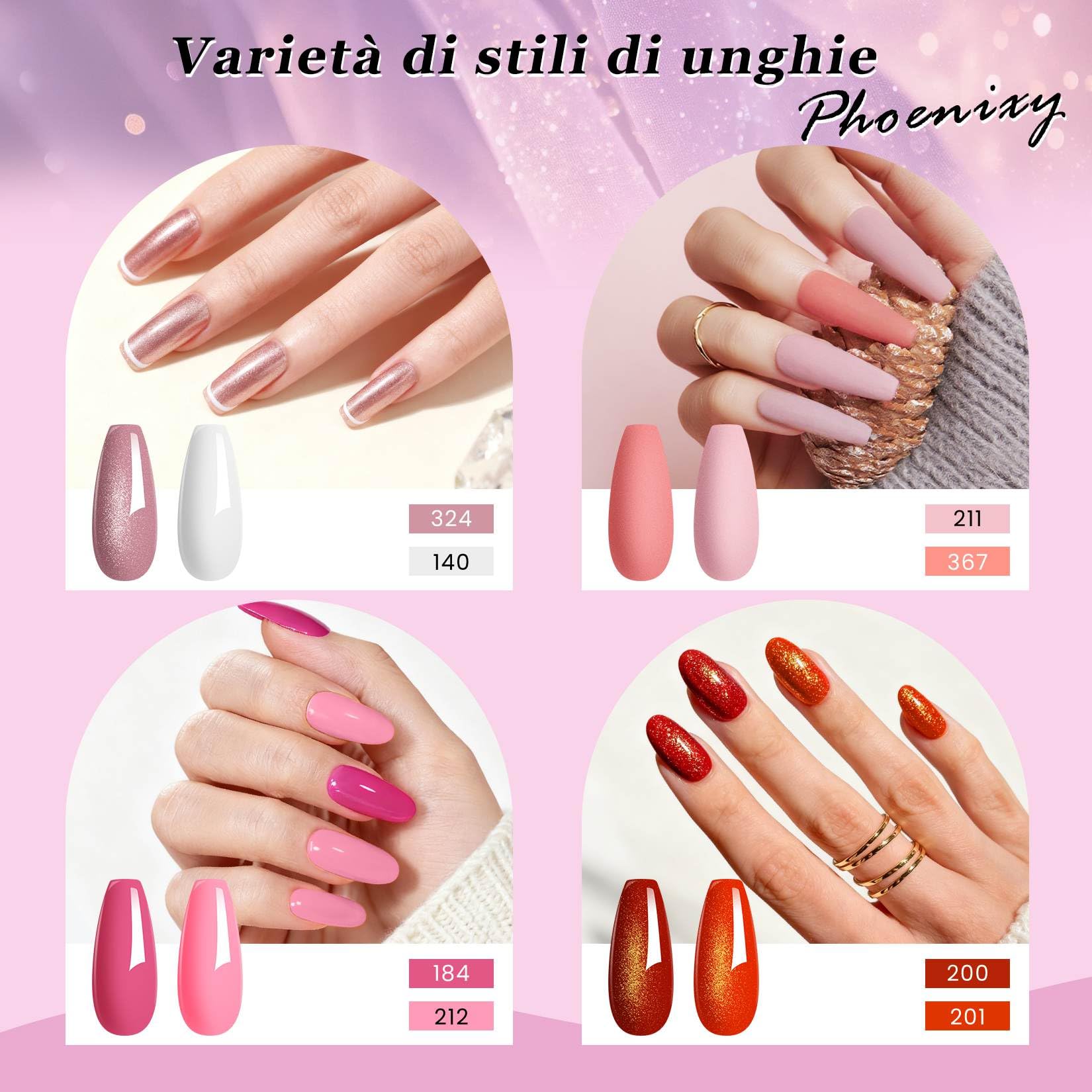 Phoenixy Kit Semipermanente Unghie 20 Colori Kit Unghie Gel Completo con Base e Top Coat Semipermanente Unghie 36W U V/LED Lampada Set Unghie per Principianti