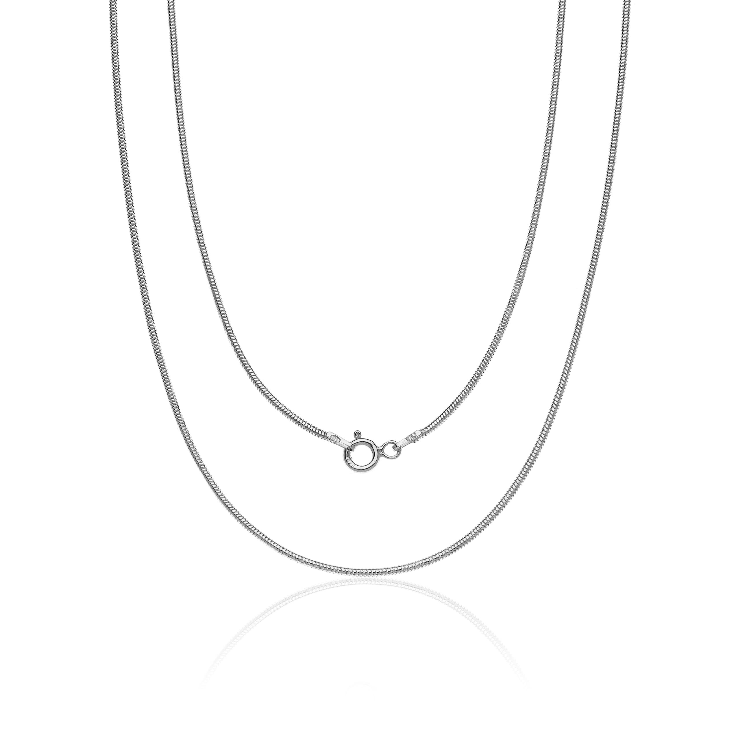 AKA Gioielli® - Cadena de Serpiente 1.4 mm Plata De Ley 925 - Collar Mujer Largo: 45 50 60 70 80 90 cm