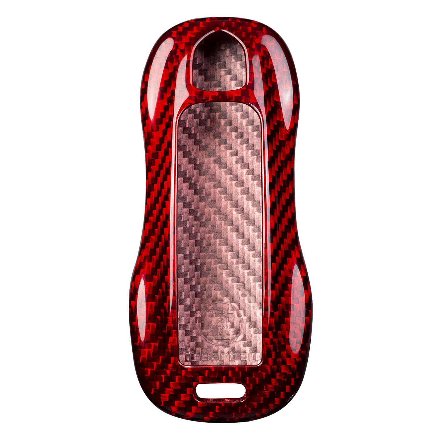 M.JVisun Genuine Carbon Fiber Key Fob Cover For Porsche 911 Carrera 918 Cayenne Coupe For Macan For Panamera Taycan Smart Car Remote Key Fob Case Skin For Men Women - C Style - Red