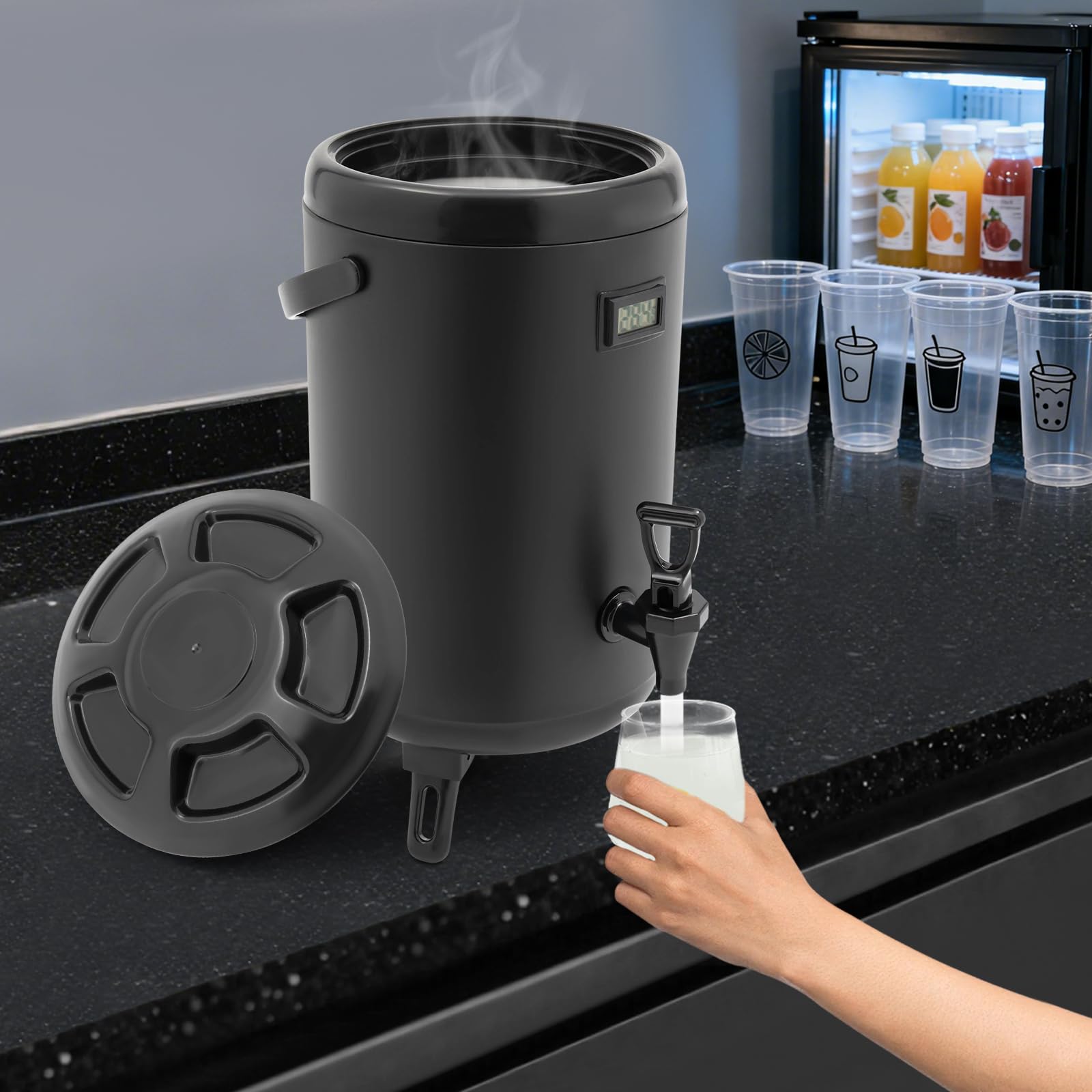 Dispenser di bevande isolato, 12 l, in acciaio inox, con indicatore di temperatura | Dispenser di bevande calde e fredde, urna per caffè e tè con rubinetto, ideale per feste, buffet, caffè, ristoranti, hotel