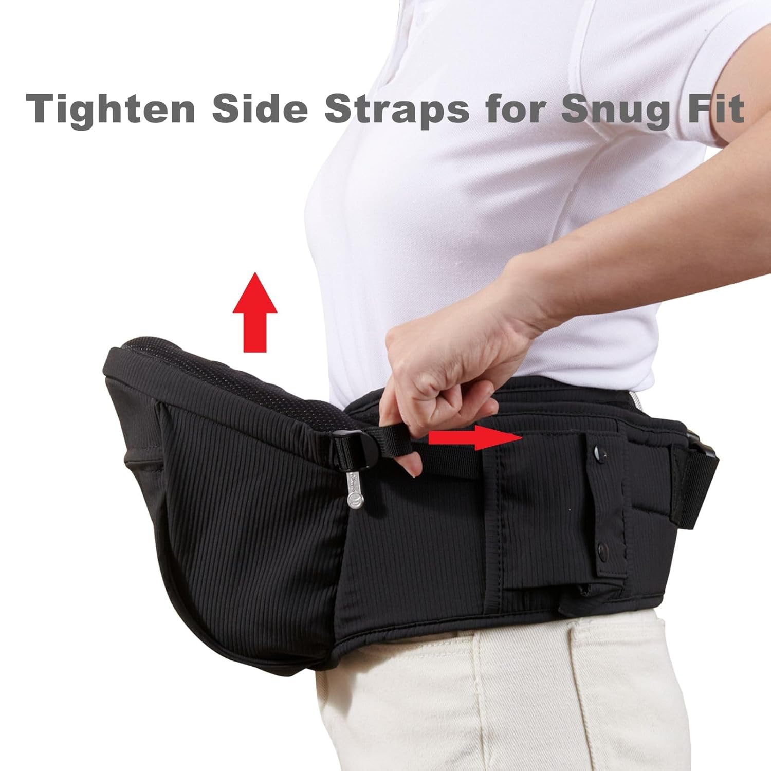 Sunveno Baby Carrier with Hip Seat,Ergonomic Baby Hip Carrier, Front-Facing Baby Holder, Anti-Slip Seat Surface, Wide and Adjustable Waistband, Multiple Pockets, Newborn to Toddler up to 45lbs, Black - Image 4