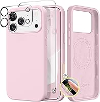 Vista 310 de GONEZ Funda de silicona para iPhone 14 Pro Max, compatible con MagSafe, con protector de pantalla + protector de lente de cámara, silicona líquida a