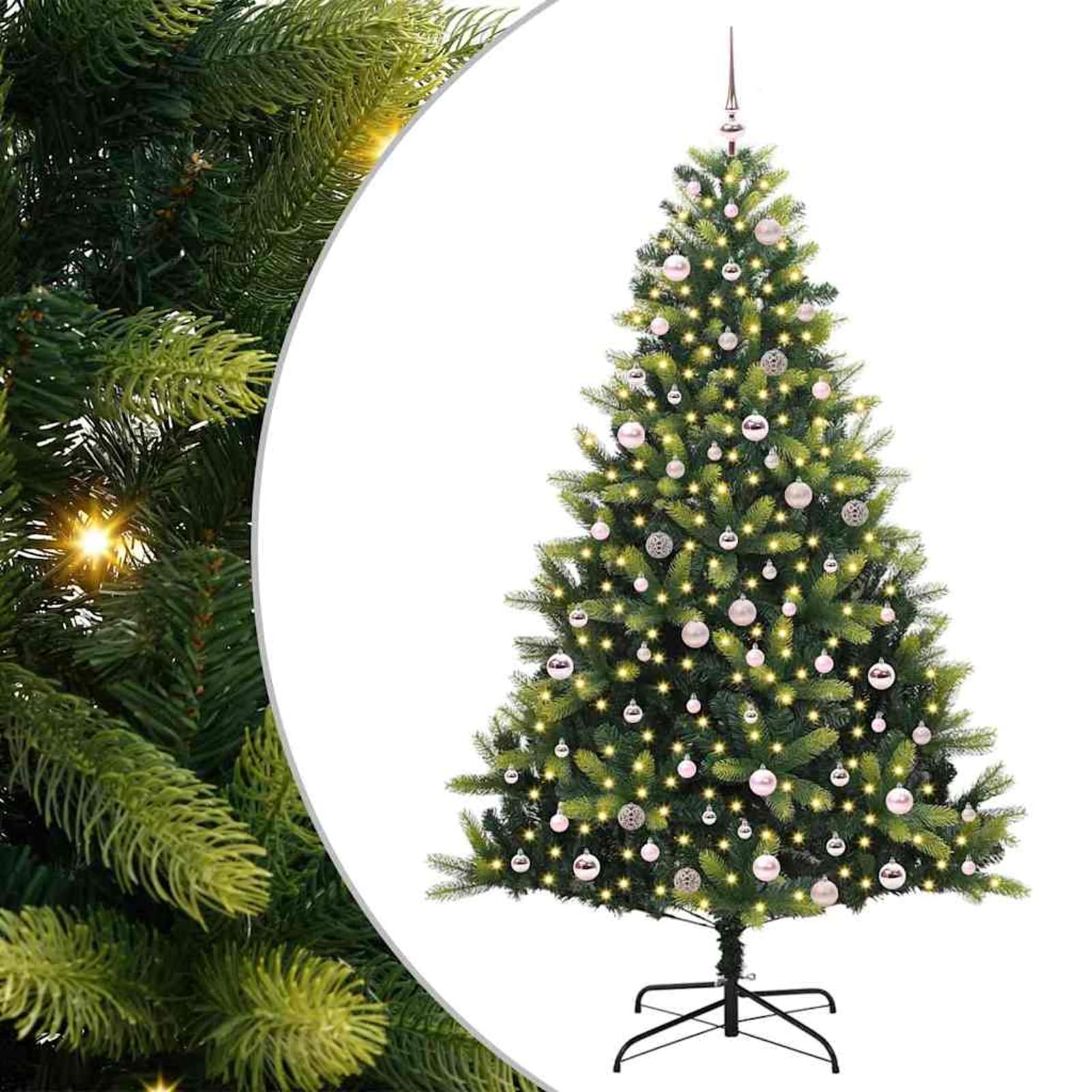 Gecheer Albero di Natale LED 240 cm, Artificiale con Rami in PVC e PE, Illuminazione Calda, Decorazione Elegante per Soggiorno e Giardino