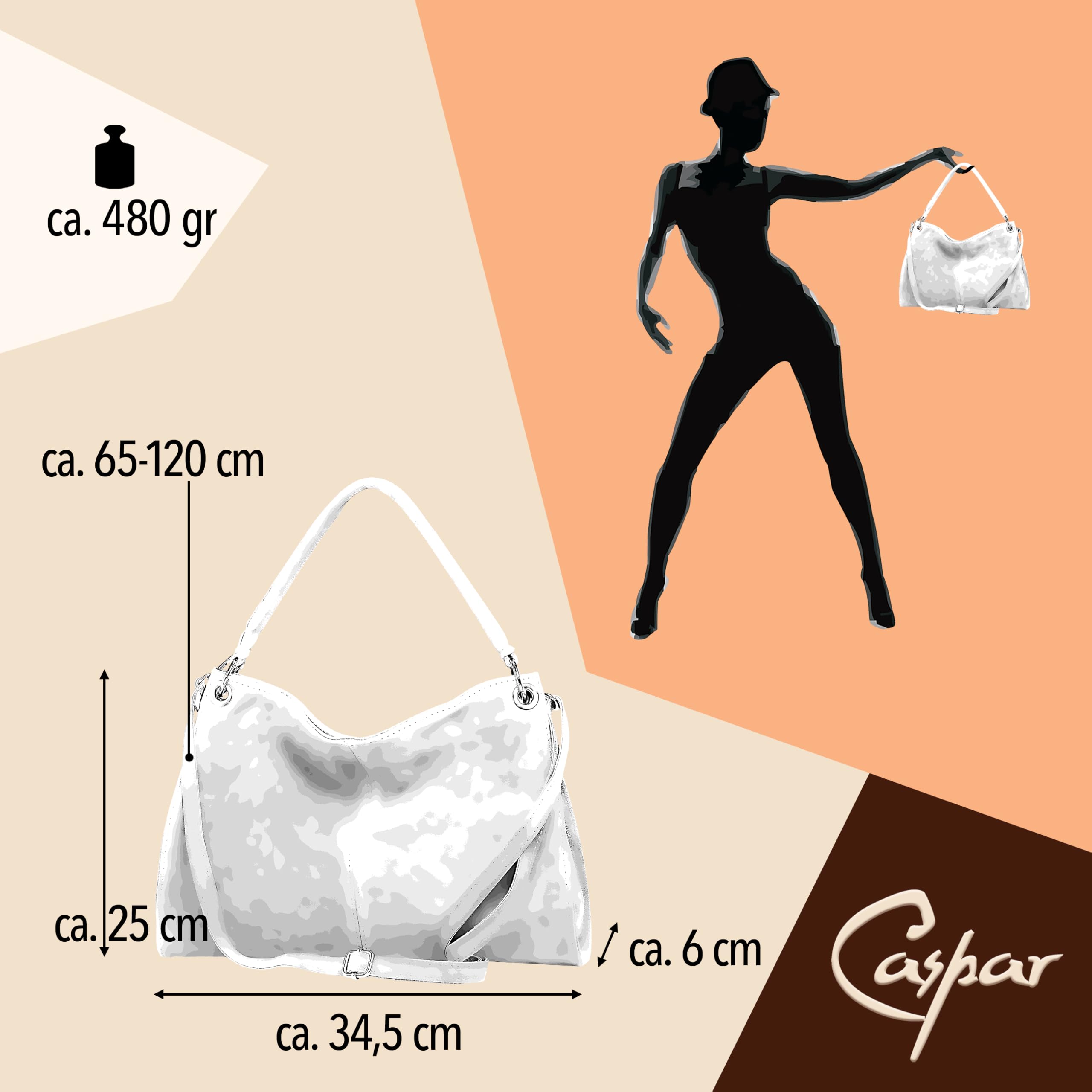 Caspar Elegante Wildleder Handtasche Damen Leder Schultertasche Crossbody Bag Umhängetasche aus hochwertigem Veloursleder - PREMIUM LINE - Modell No.838 - Made in Italy
