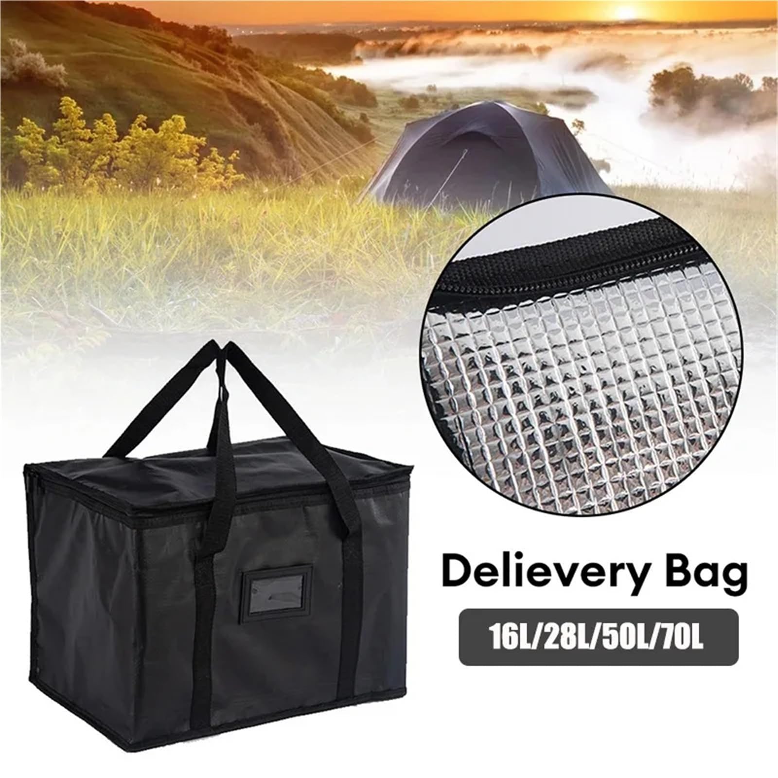 Bolsa termica Aislamiento térmico aislado for mantener el frío, gran capacidad, portátil, almuerzo, cremallera, Picnic, Camping, papel de aluminio for alimentos para Exteriores(16L-50L-1SET)