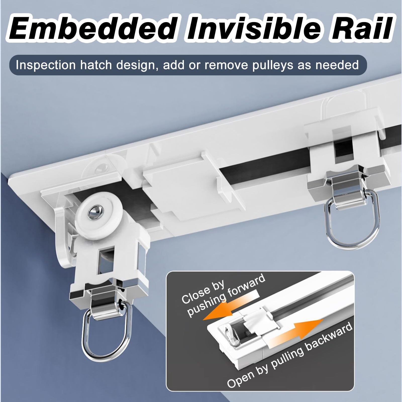 Riel Cortina Riel Oculto Para Cortinas Con Trampilla De Acceso, Juego De Riel Empotrado Para Cortinas Que Crea Privacidad Y Separa Ambientes, Premontadas En El Techo.(White,1.3m/4.3ft)
