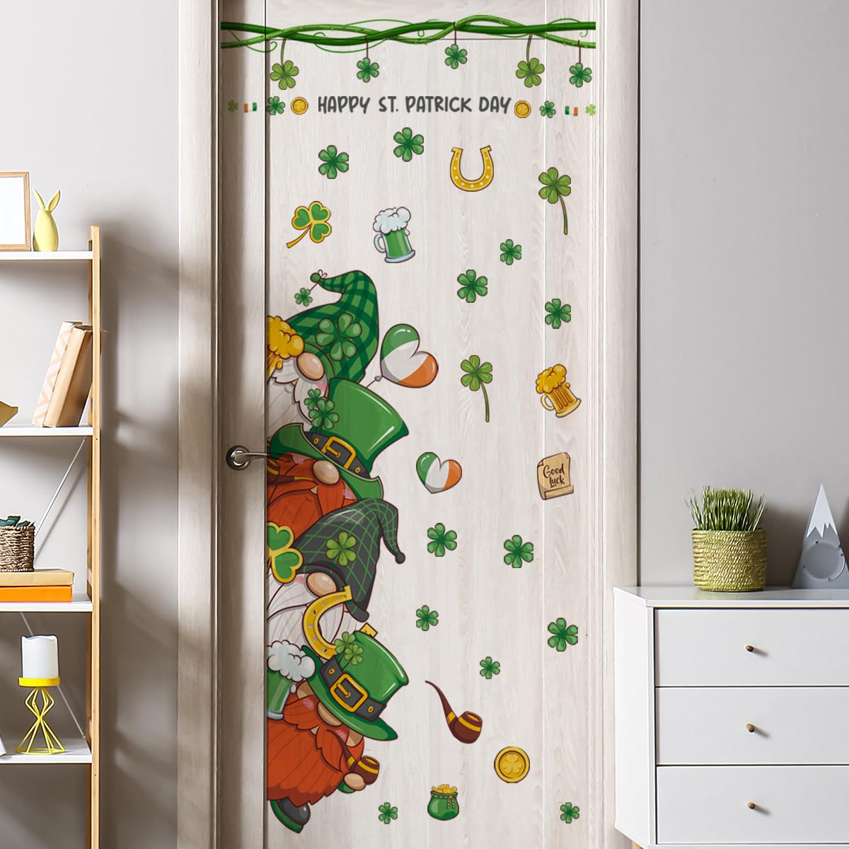 St. Patrick's Day Shower Curtain - Lucky Green Plaid Design, Waterproof 72x72 Inch Bathroom Decor - View #6
