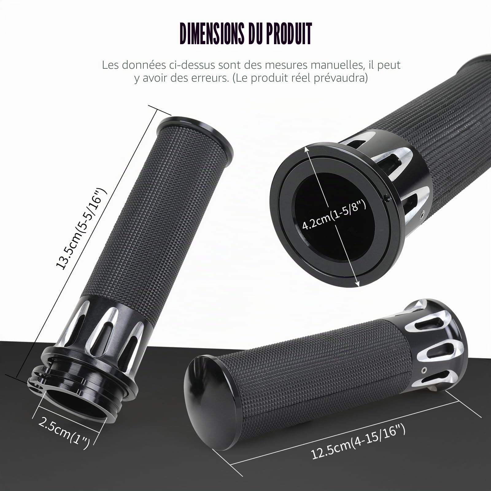 Poignées de Guidon 1"/25mm Aluminium CNC pour Moto Compatibles avec Harley Sportster Iron 883 Dyna Road Electra Glide Softail Touring