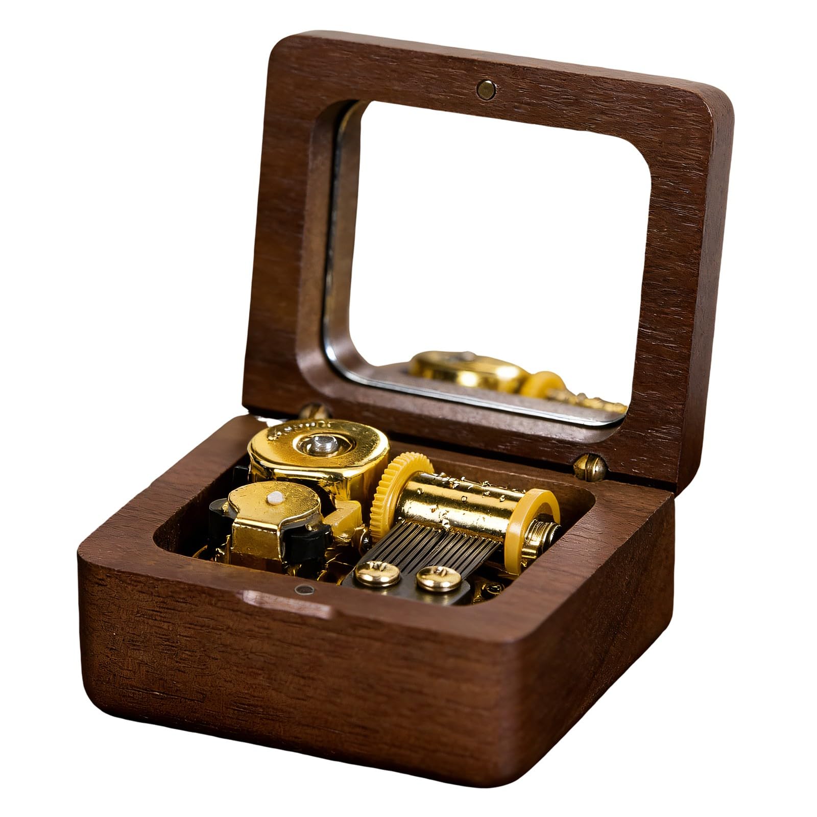 Kaeltsyn Music Box Minis Mechanism Wind Up Musical with Mirrour Musical Boxes Christmas, Birthday, Valentines Day Wooden Music