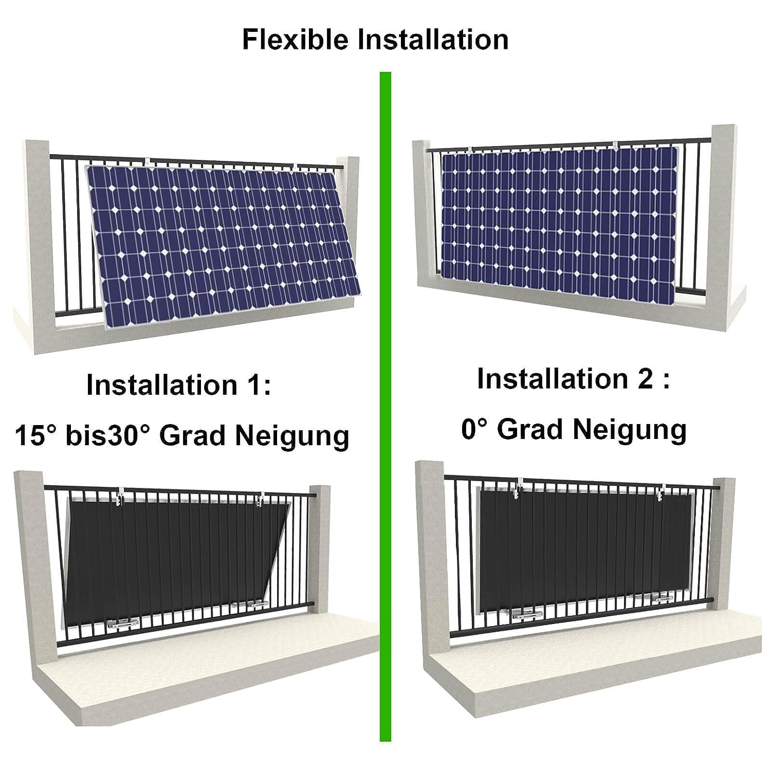 Balkonkraftwerk halterung balkon, Balkonhalterung für solarmodule, aufständerung solarmodul aus Aluminium, halterung balkonkraftwerk, Balkonkraftwerk Befestigung verstellbarem Winkel 0 ° oder 15-30°