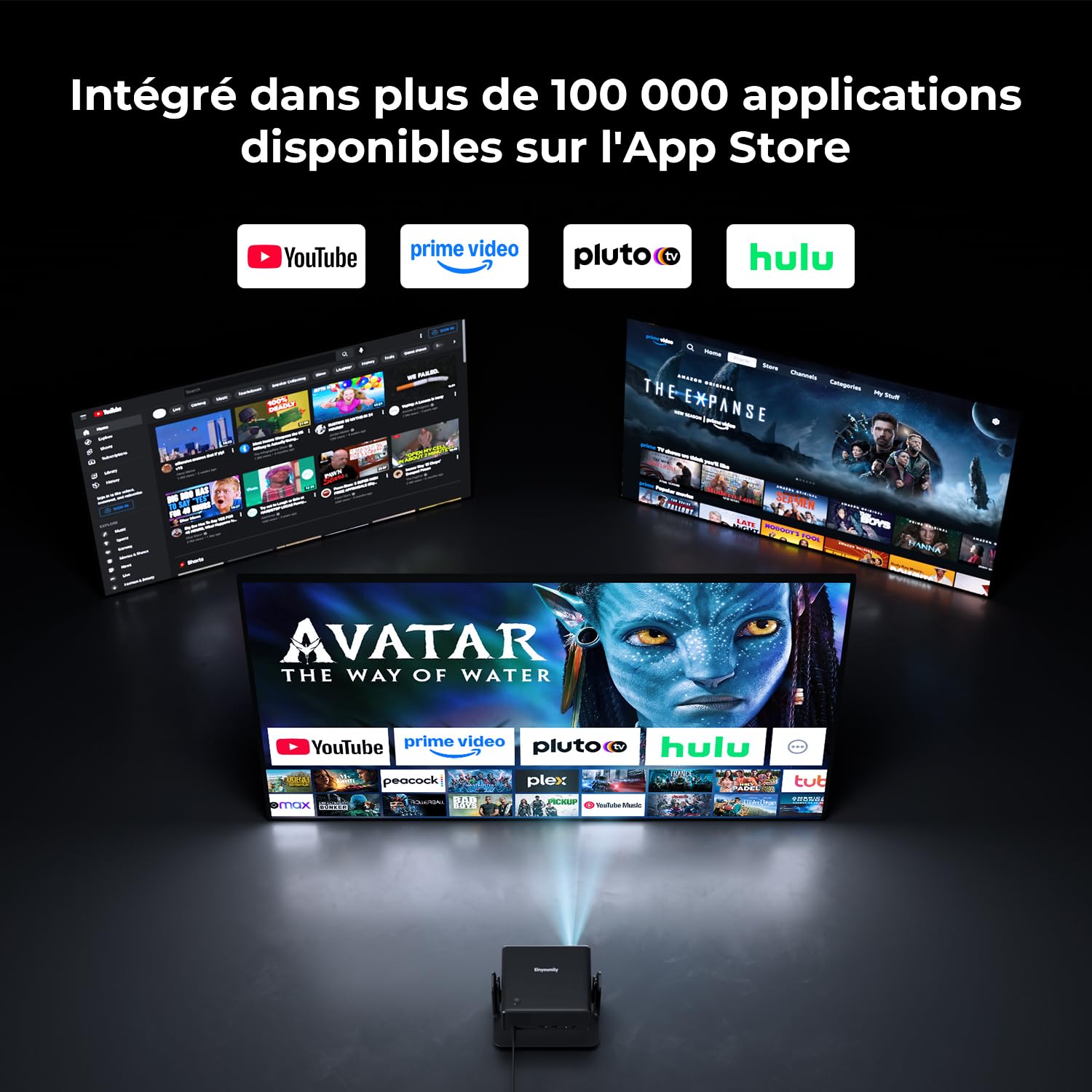 Einyoumily Vidéoprojecteur, Compatible Netflix 1080P, WiFi6 & Bluetooth | Retroprojecteur Focus Électrique/Correction Trapézoïdale, Compatible 100000 Apps, Heimkino/Outdoor