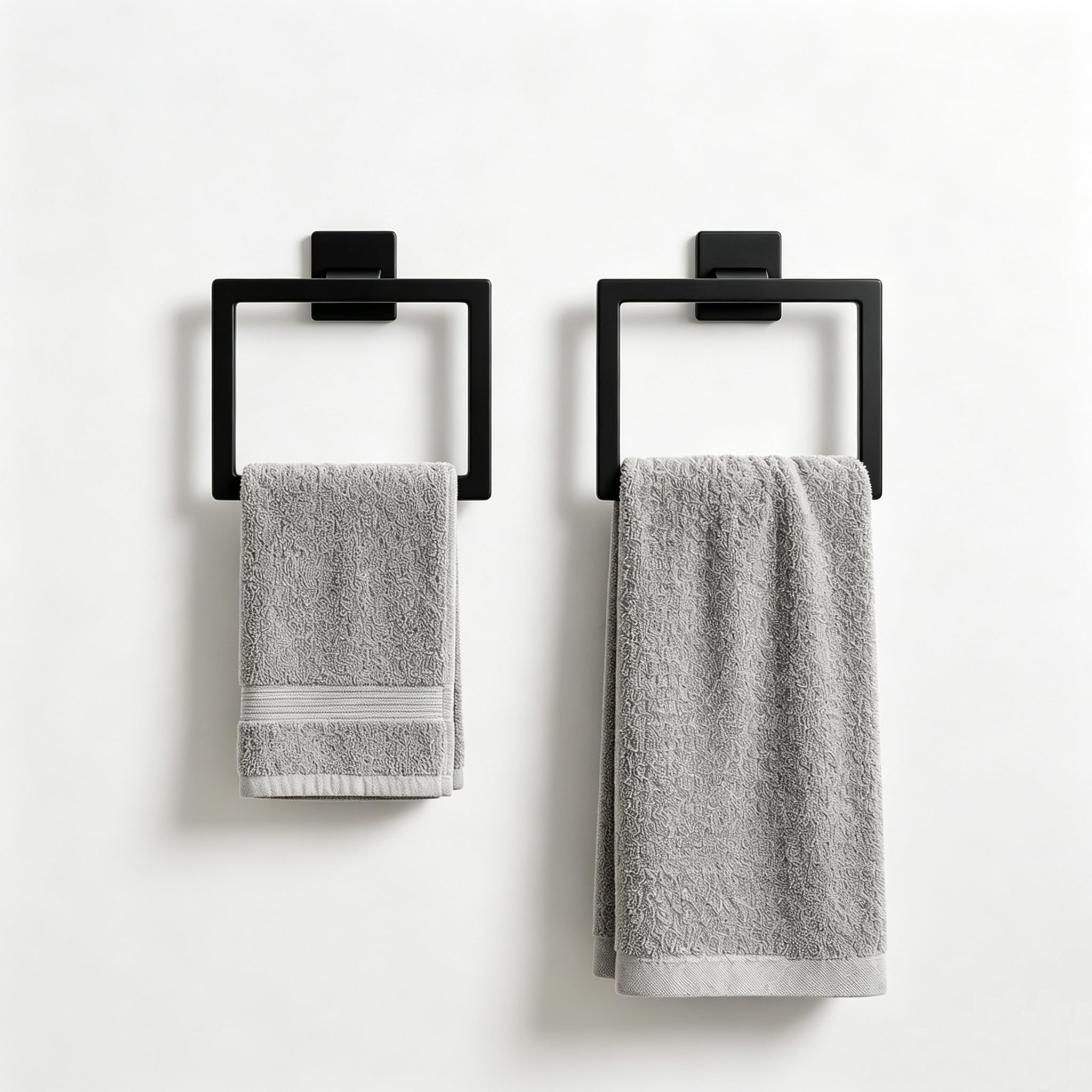 2-Pack Square Towel Ring Set, SUS304 Stainless Steel, Wall Mount
