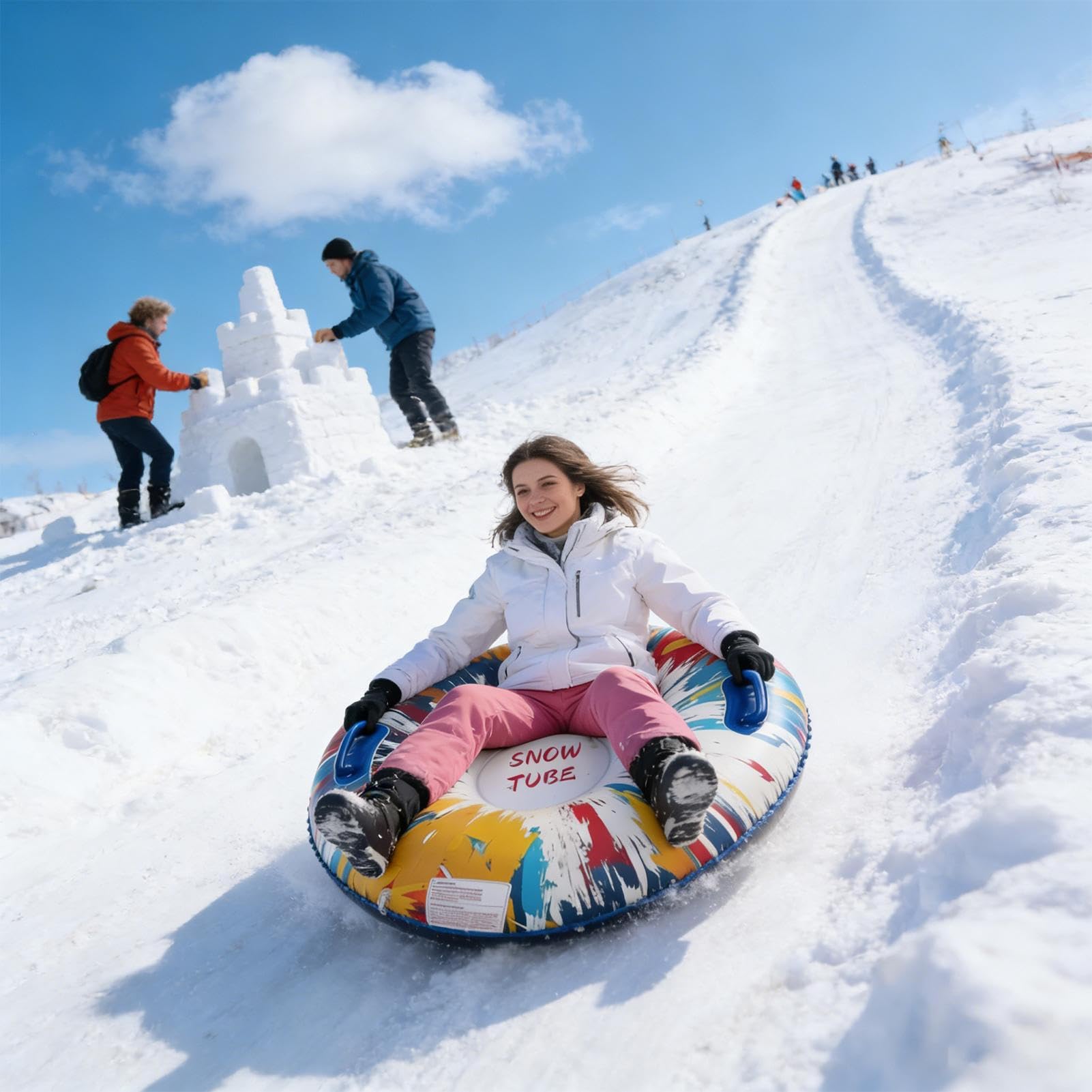 Snow Tubes für Kinder – Premium-aufblasbares Wintersport-Spielzeugset, langlebige, kältebeständige Rodelausrüstung für verschneite Hügel | Outdoor-Freizeitausrüstung für Mädchen, Frauen, Männer, Famil