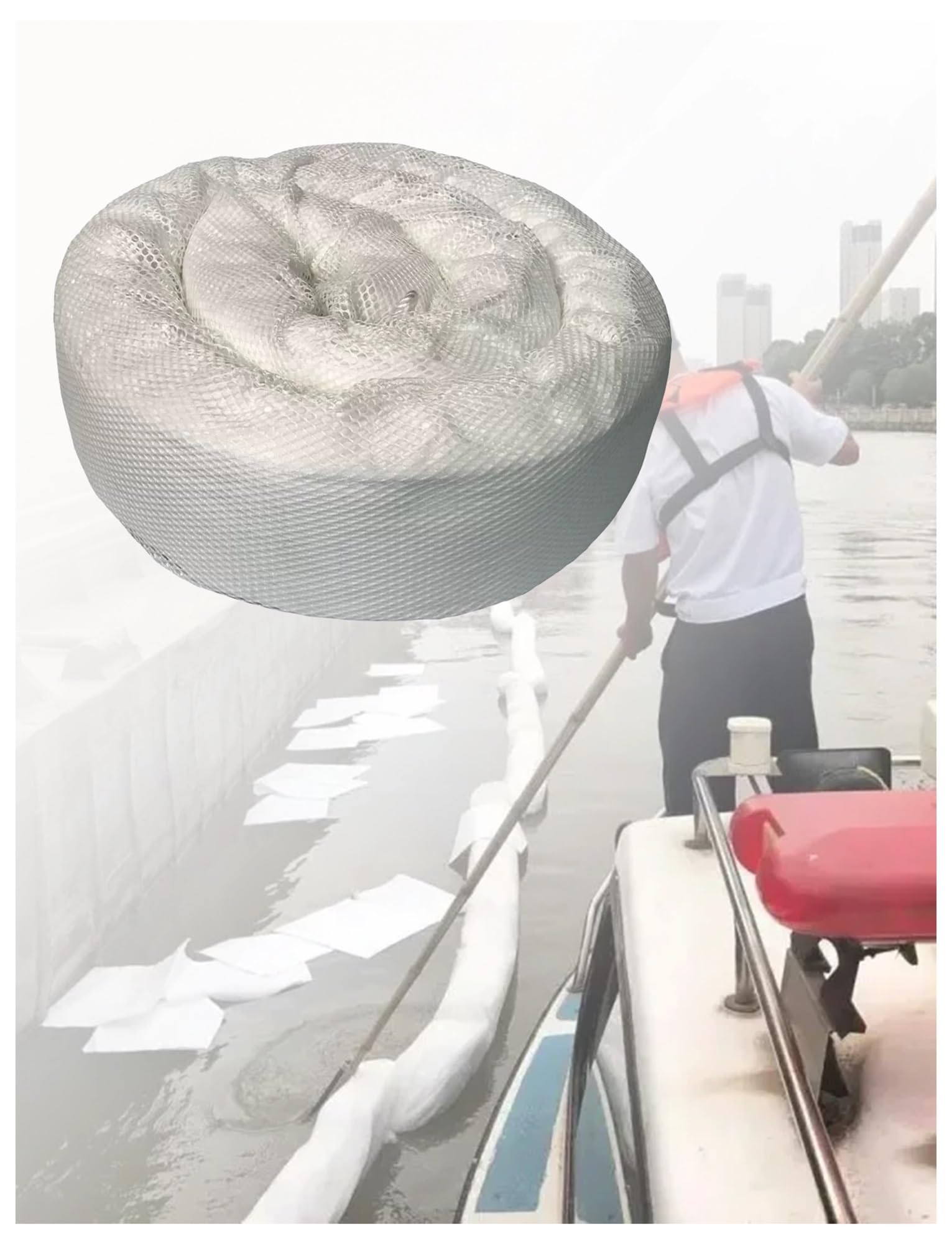Calze assorbenti resistenti per fiumi e corsi d'acqua, barriera di contenimento dell'olio, 12,7 x 300 cm, soluzione ideale per impianti portuali e fuoriuscite