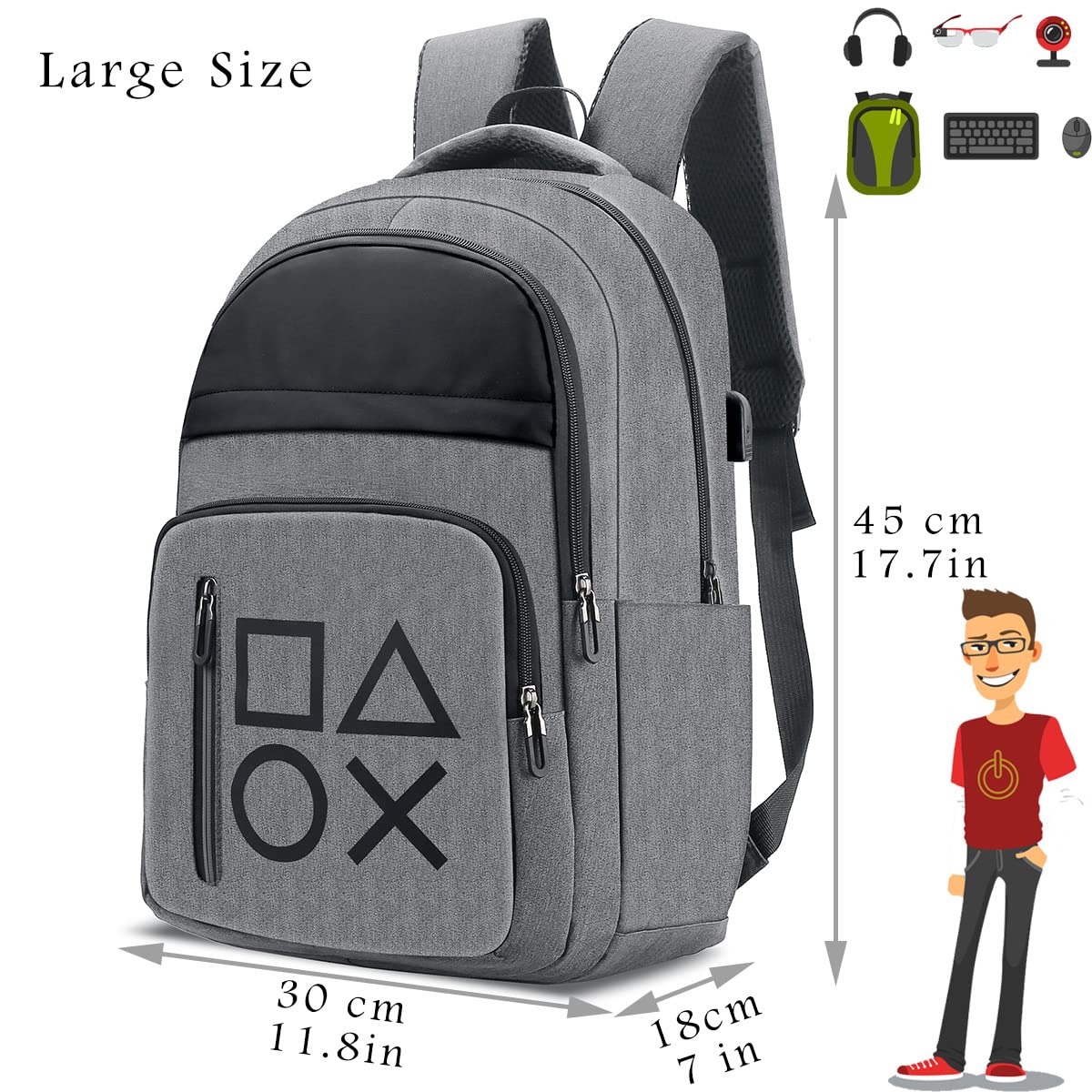 Akiimy PS5 Console and Accessories Organizer with USB Charging Waterproof Bag Compatible with PS5/PS4 Pro/PS4/PS4 Slim/Xbox One Travel Carry Portable Shoulder Bag : Video Games