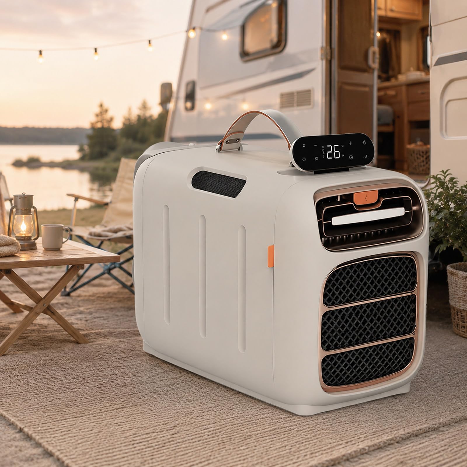 JIYINGHUI Portable Camping Cooler, 4-in-1 Air Conditioner with 4800 BTU Cooling, 12H Timer, Low Noise Comfort for Caravan, Tent and Bedroom