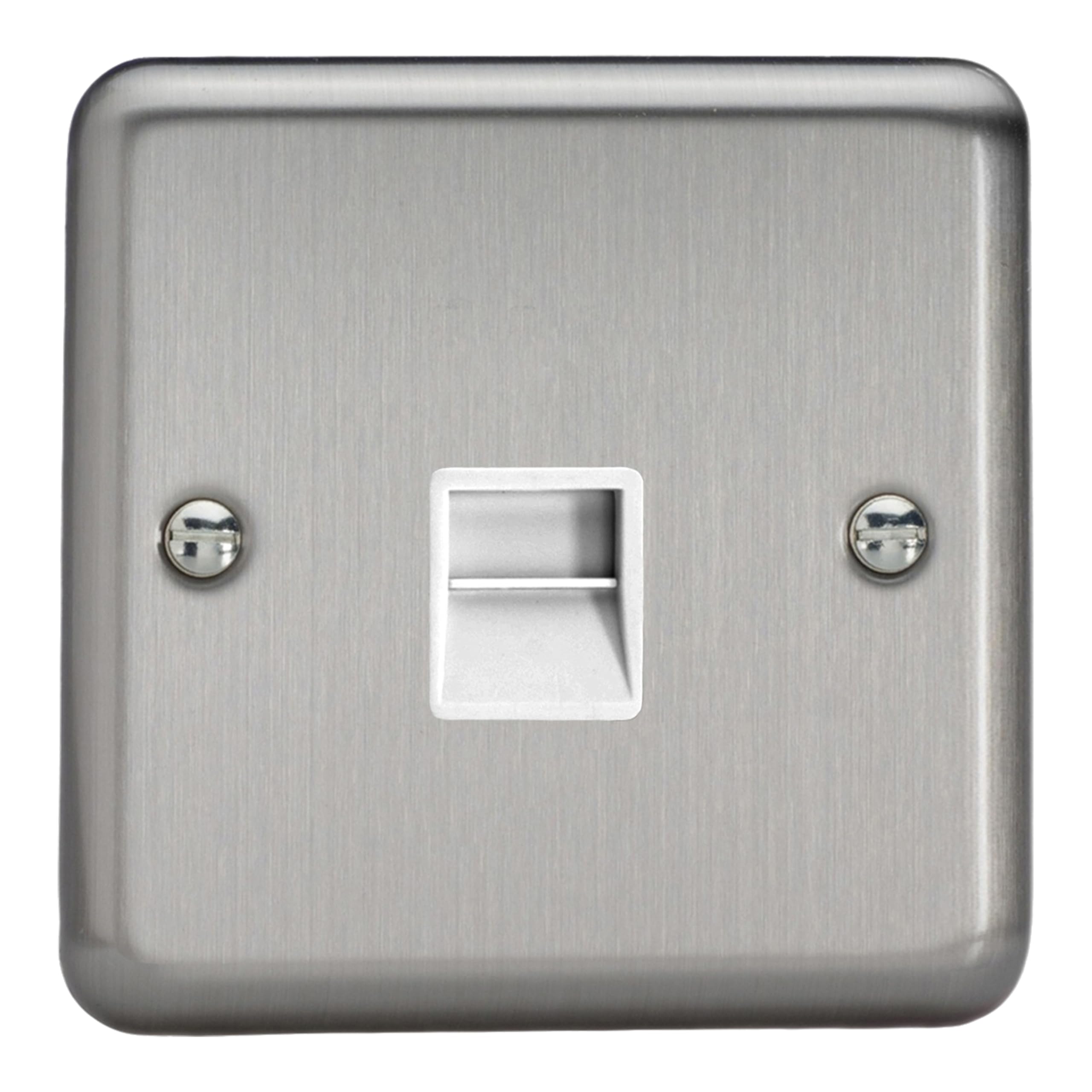 Telephone Socket Silver Master Classic Matt Chrome + White Insert Varilight