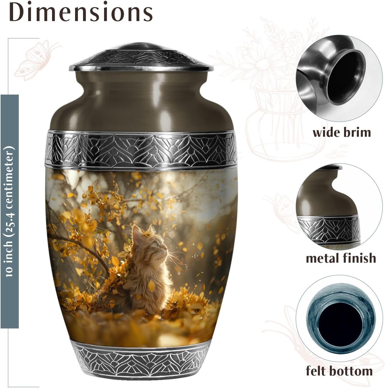 Cat Urn-Urns for Human Ashes Large Adult- Burial Urns for Ashes - Ash Urns for Humans - Cremation Urns for Men - Urn for Ashes Adult Male - Funeral Cremation Urns for Ashes