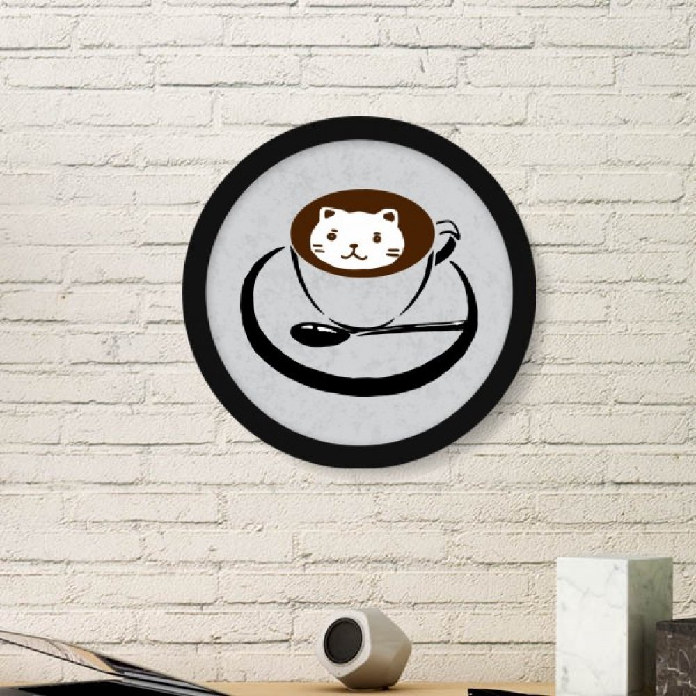 Cadre photo en bois rond chat au café pour réchauffer votre salon