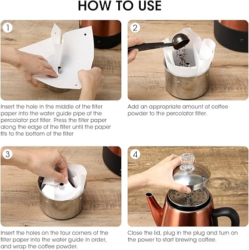 Miniatura 6 de Aieve Filtros de café percolador, filtros de café para percolador, cafetera eléctrica (paquete de 160)