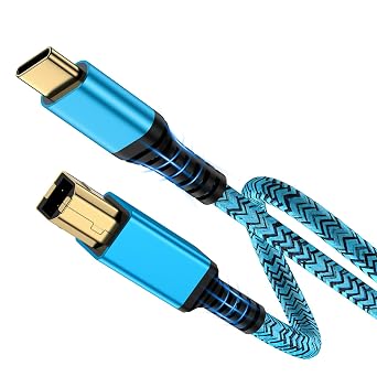 USB B to USB C Printer Cable 6 Feet, Type C Printer Cable MIDI Cable Compatible for iPad Pro/Air, MacBook Pro, MacBook Air M1, HP, Epson, Canon, Brother, for Casio Digital Piano MIDI Controller