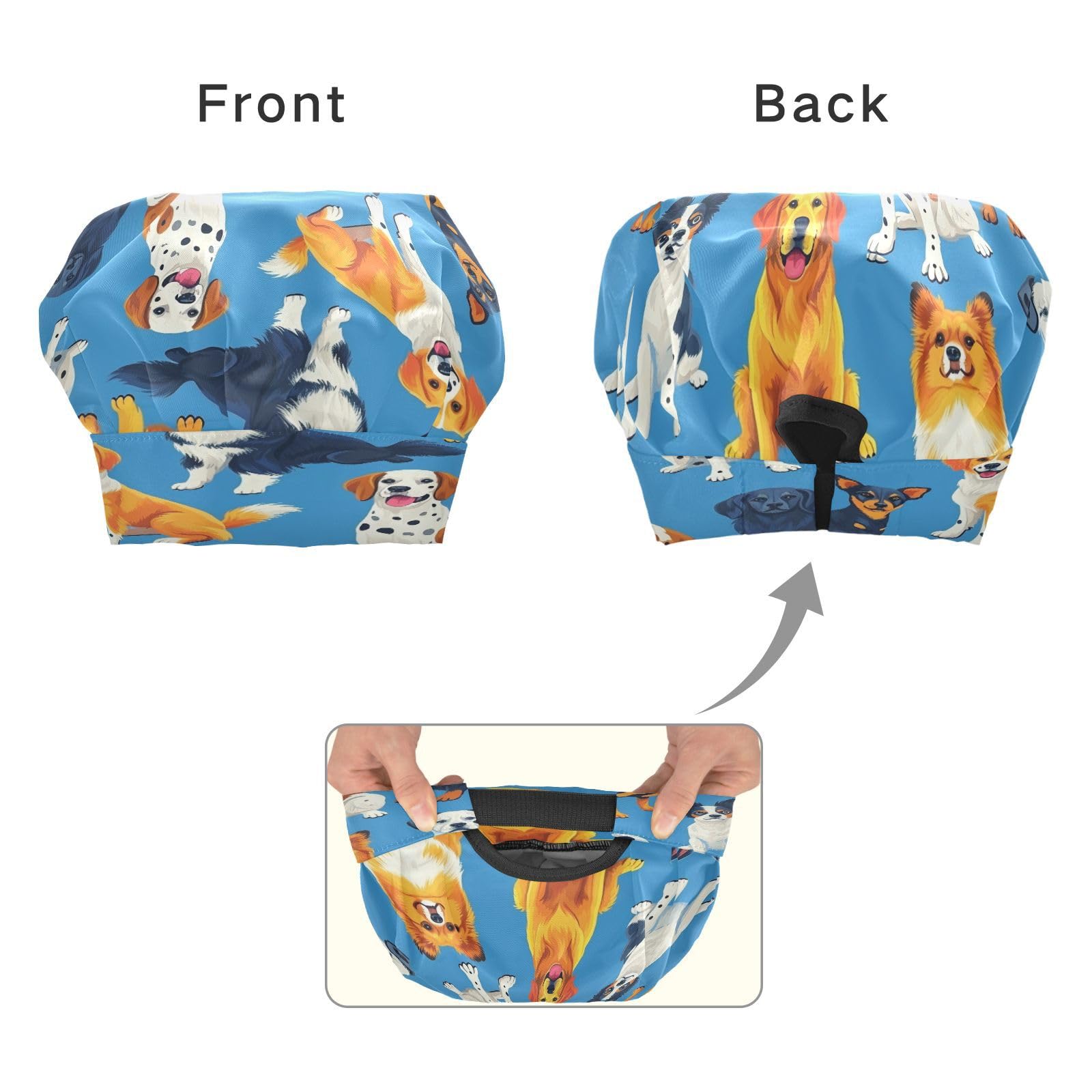 Bulletgxll Different Dogs Kids Apron and Chef Hat Set Adjustable Bib Aprons with Pockets for Cooking Baking Painting