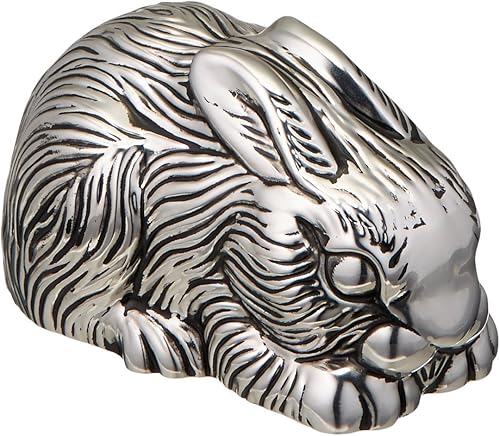 Reed And Barton Bunny Caja musical plateada con placa plateada 070 libras multi