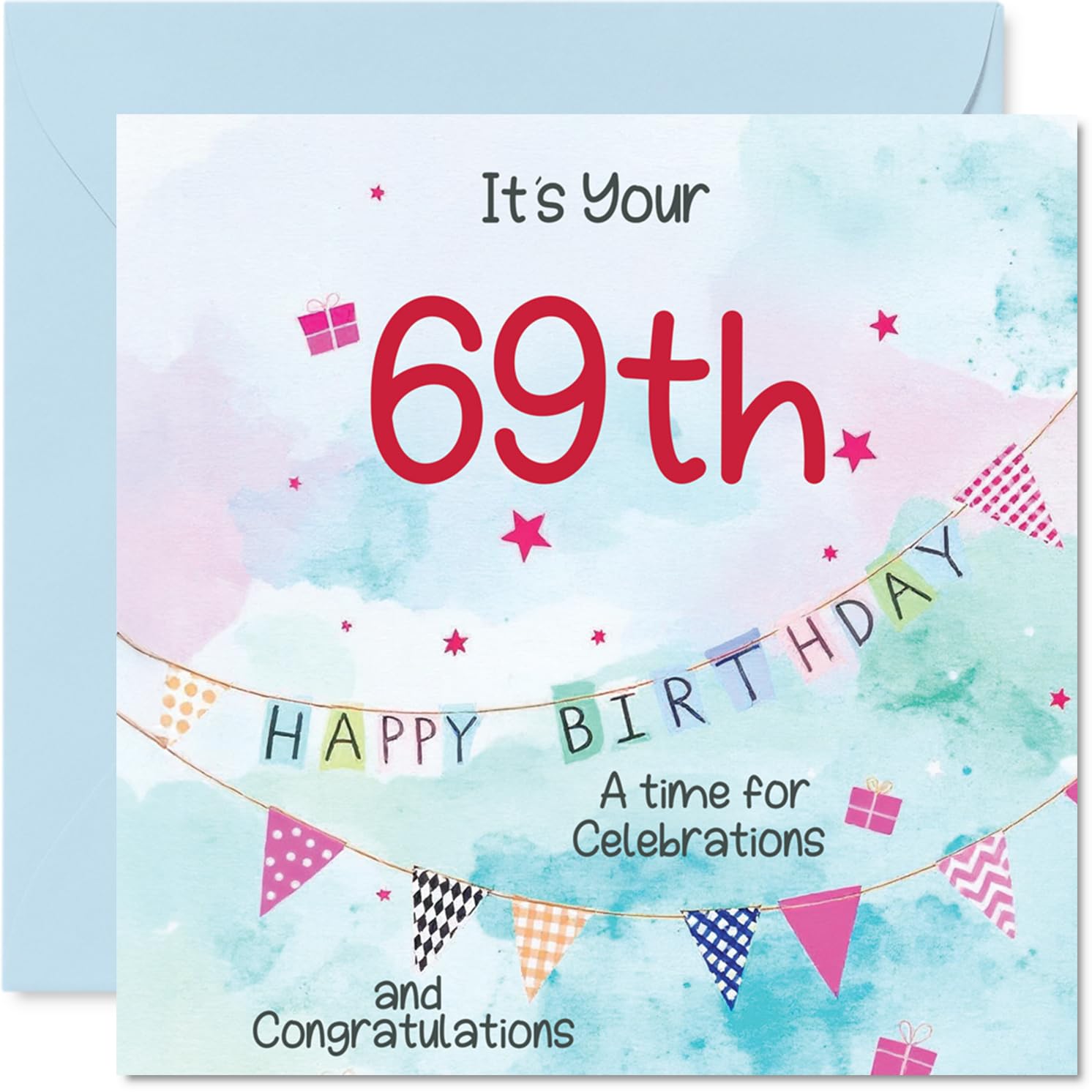 69th Birthday Cards for Men, Party Bunting