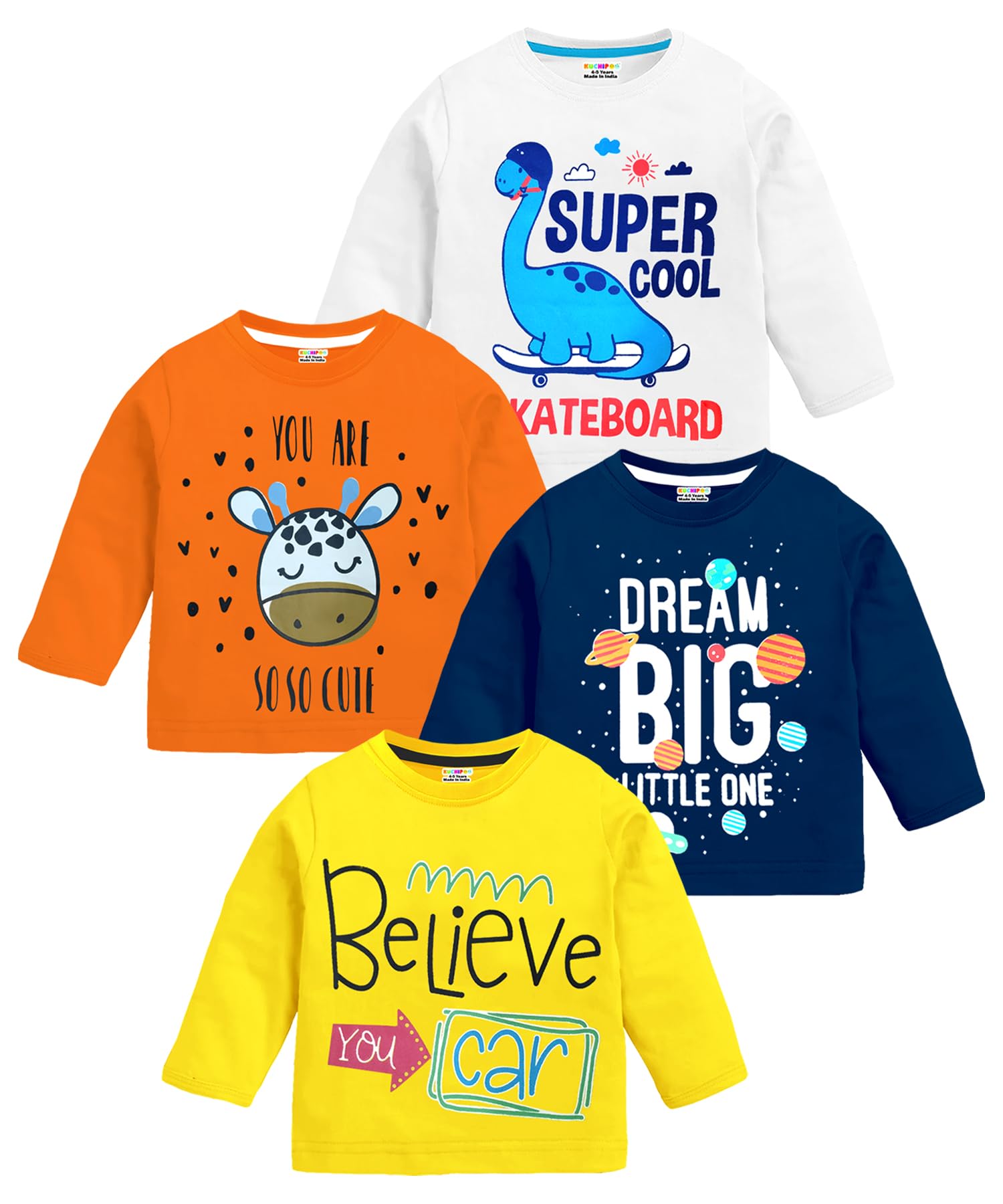 kuchipoo Boys Full Sleeves Regular Fit Cotton T-Shirt-picture-36