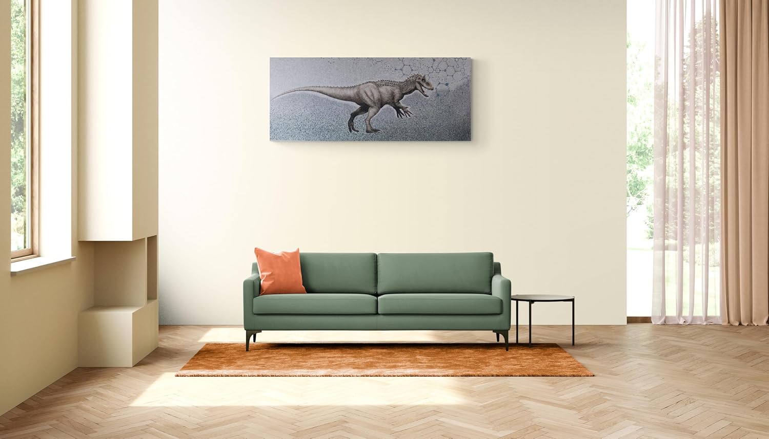 Handmade King of the Dinosaurs Glass Mosaic Wall Art, Dinosaur Tile Mosaic Artwork, Hand-Cut Glass Wall Décor