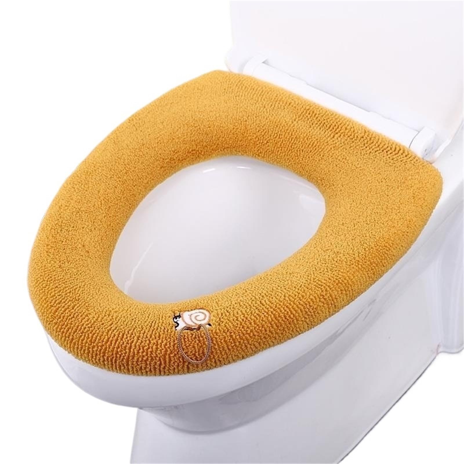 SparklWLeaf Toilet Seat Cushion Thicker Bathroom Toilet Seat Cover Pads - Soft Warmer Cushion Stretchable Washable Cloth(Yellow)