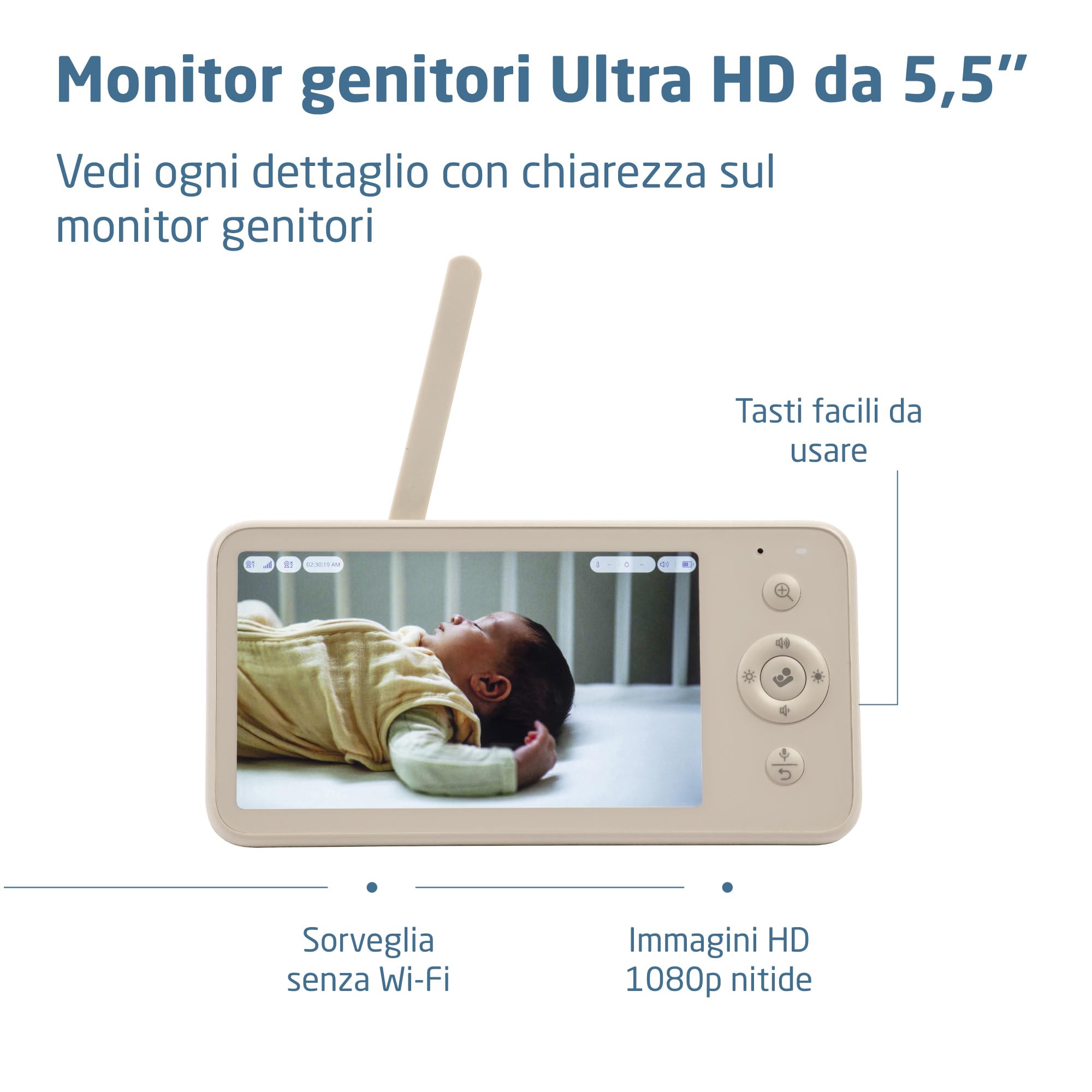 Maxi Cosi See2 Plus Baby Monitor Video, Audio e Visione Notturna, Connettività App, CryAssist, Video Ultra HD (2K), Display 5.5’’, Termometro e Igrometro, Parte di Maxi-Cosi Connected Home