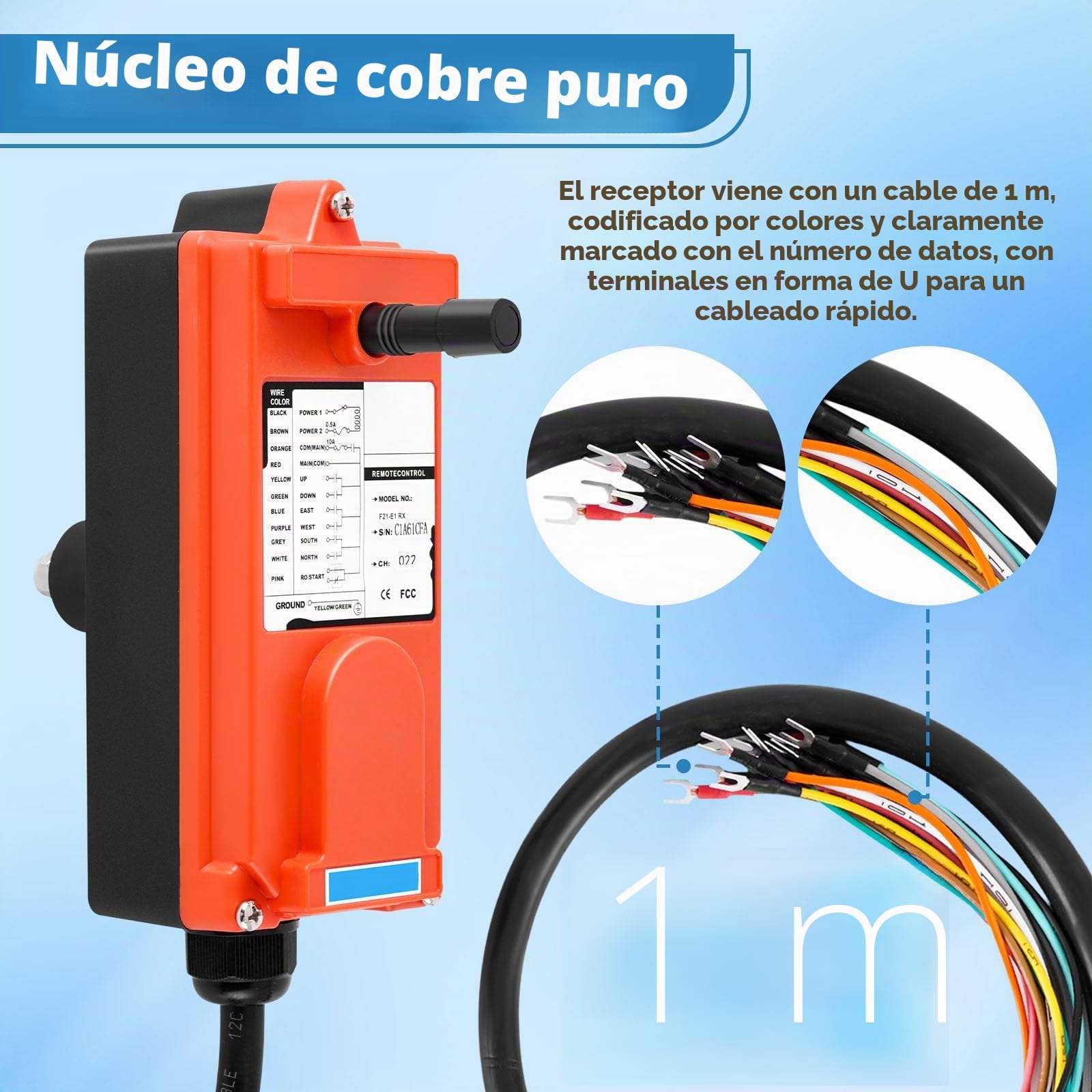 MXBAOHENG Mando para Grua F21-E1 24V (24-95V) Mando Grua Mando Puente Grua con 2 transmisores 1 receptor