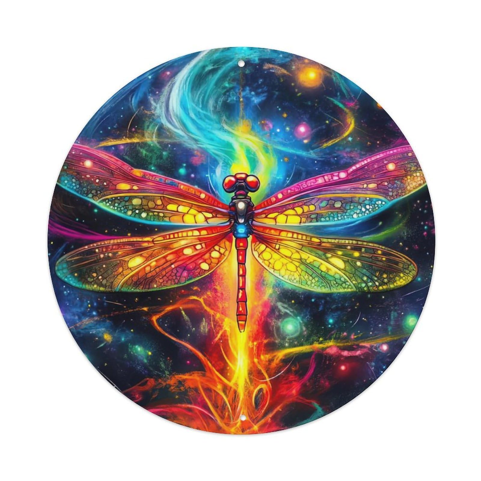 Animal Artwork Dragonflies of The Universe Vintage Metal Tin Sign Plaque Wall Decor for Cafe, Club Bar, Office, Garden Metal Poster 8x8Inch