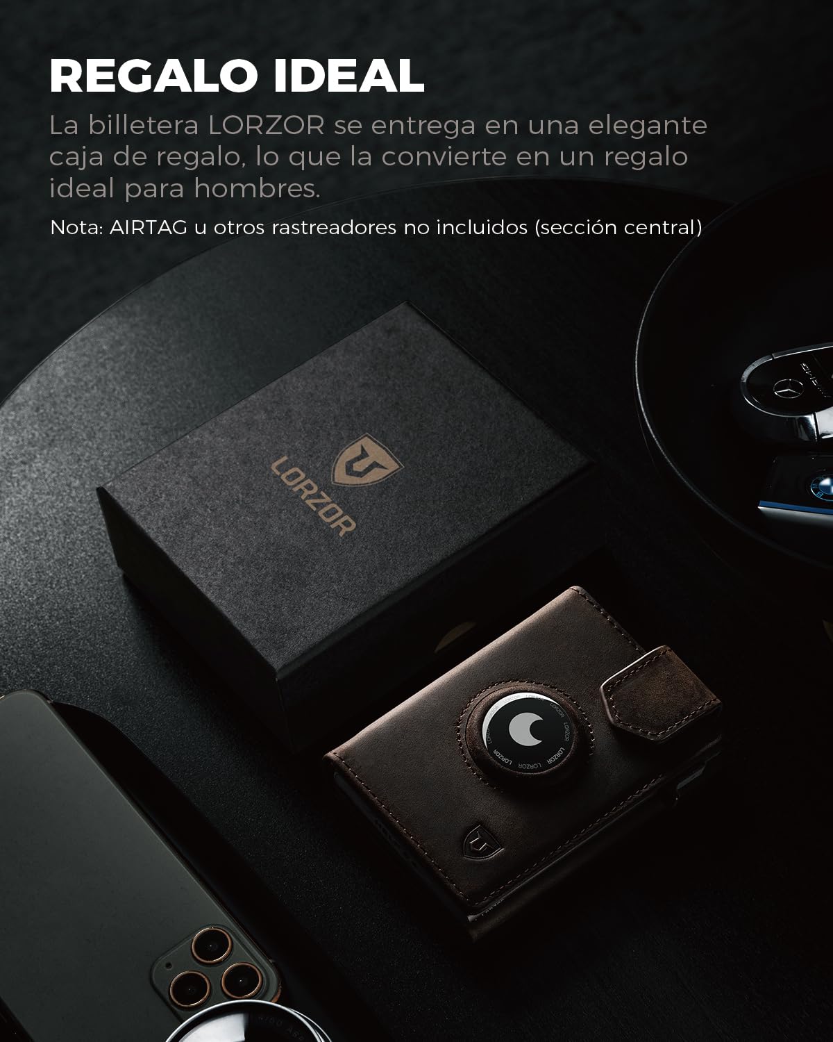 LORZOR® Cartera para Hombre Pequeño con Monedero & Protección RFID, Billetera de Piel Pop-up con Tarjetero, Capacidad para 10 Tarjetas con Cierre Magnético