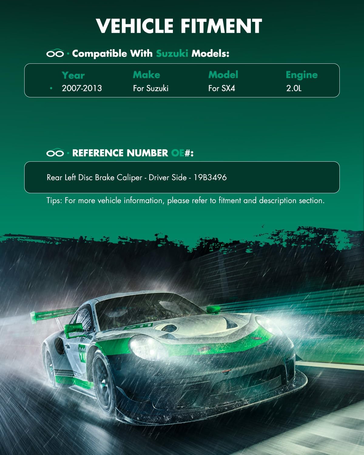 SCITOO Rear Left Brake Caliper With Bracket 19B3496 Compatible For Suzuki For SX4 2007-2013