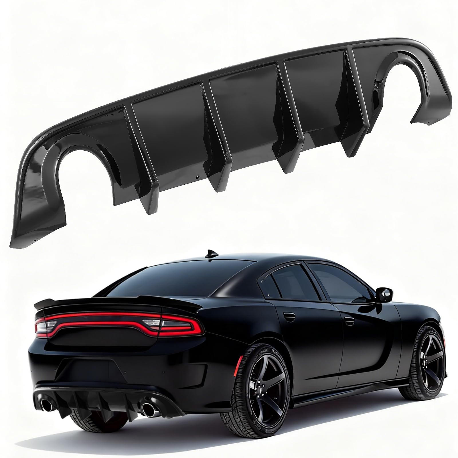 2015-2023 Dodge Charger SRT Daytona Scat Pack R/T 392 & SRT GT R/T Rear Lip Bumper Diffuser Valance Valance Rear Bumper Lip Splitter Spoiler Diffuser Carbon Style (Non Widebody Model)
