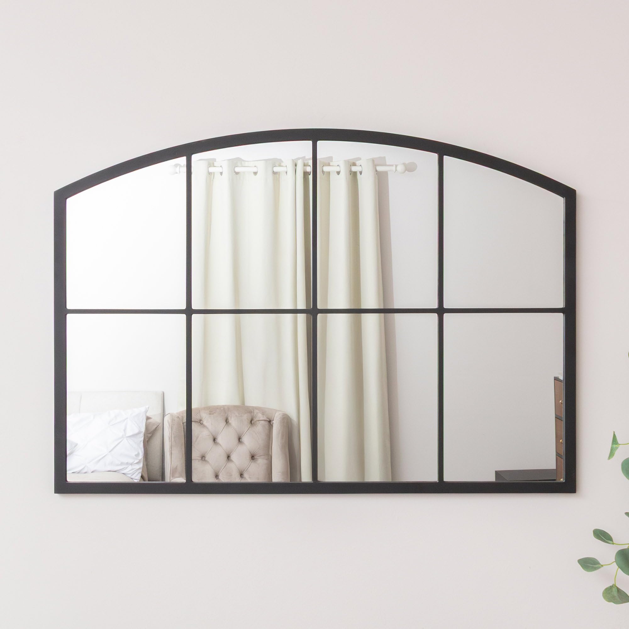 B&Q -  Black Arched Window Wall Mirror100Cm X 70Cm