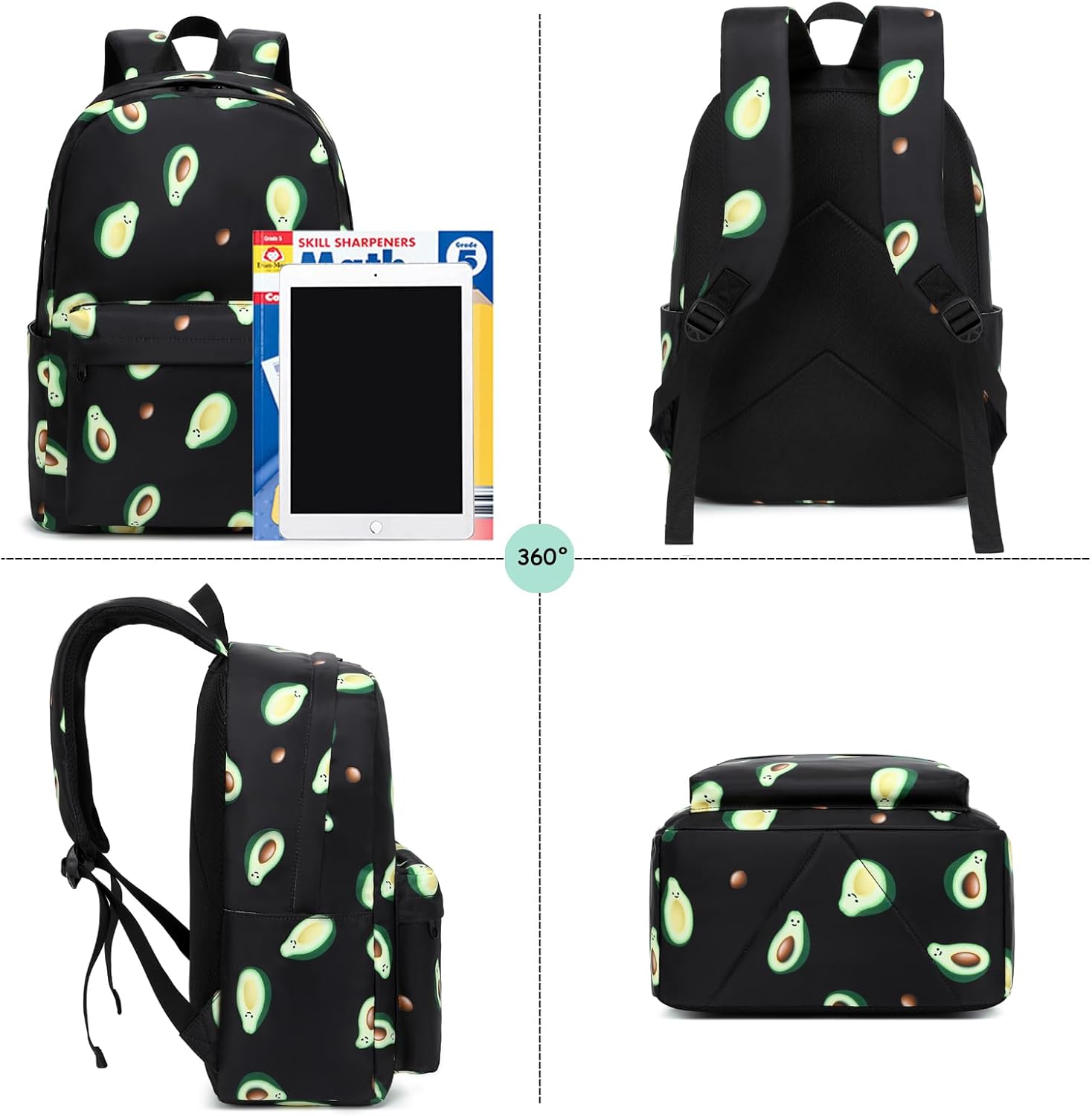 Fuyicat School Backpack Set for Girls, 3-in-1 Kids Teens Elementary Middle School Bags Bookbag with Lunch Bag Pencil Case - Image 6