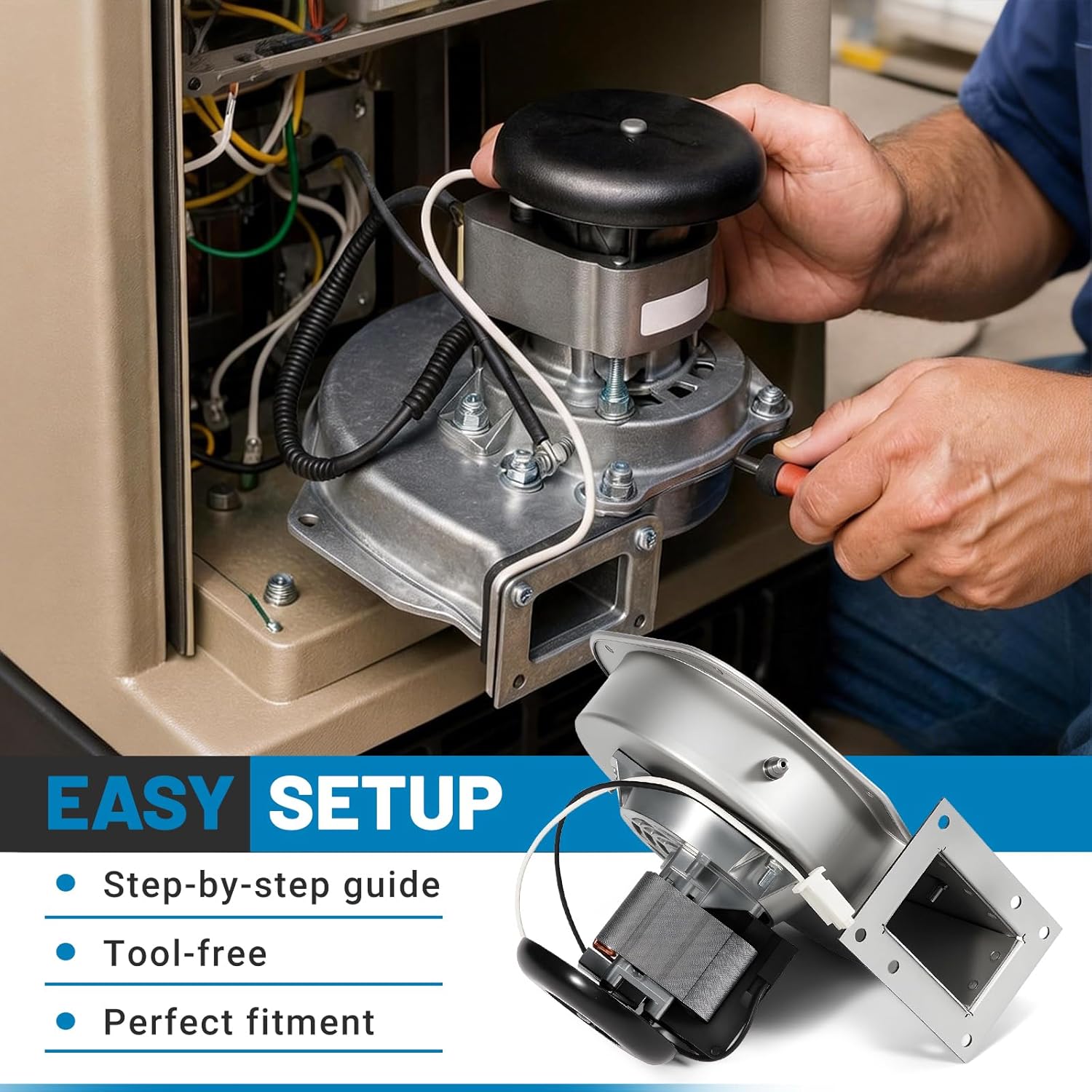 FDXLBWR1930 FD Combustion Blower Compatible with Hayward Universal H-Series Low Nox Pool Heater, Combustion Air Blower